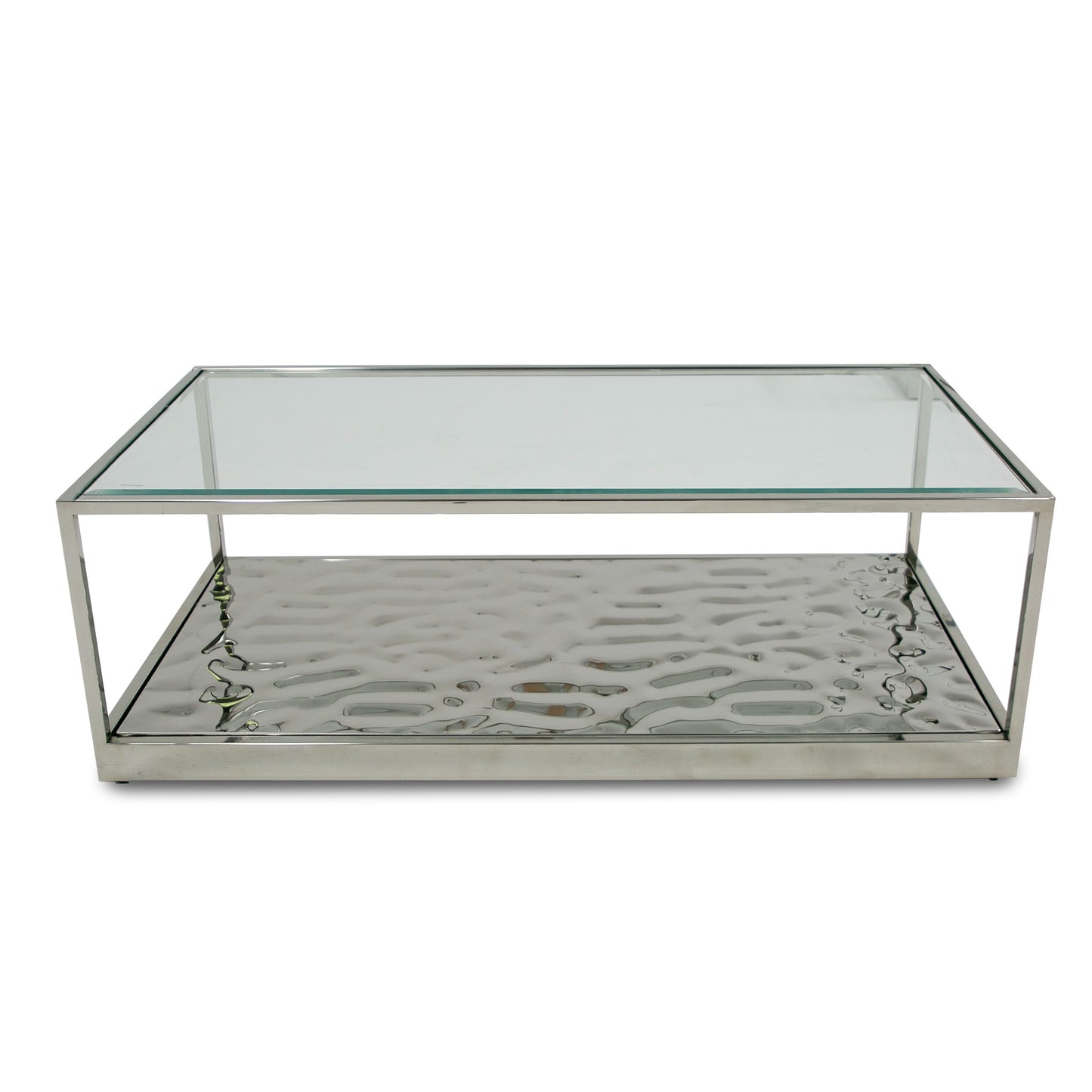 Modrest Braxton Contemporary Clear Wave Glass Coffee Table