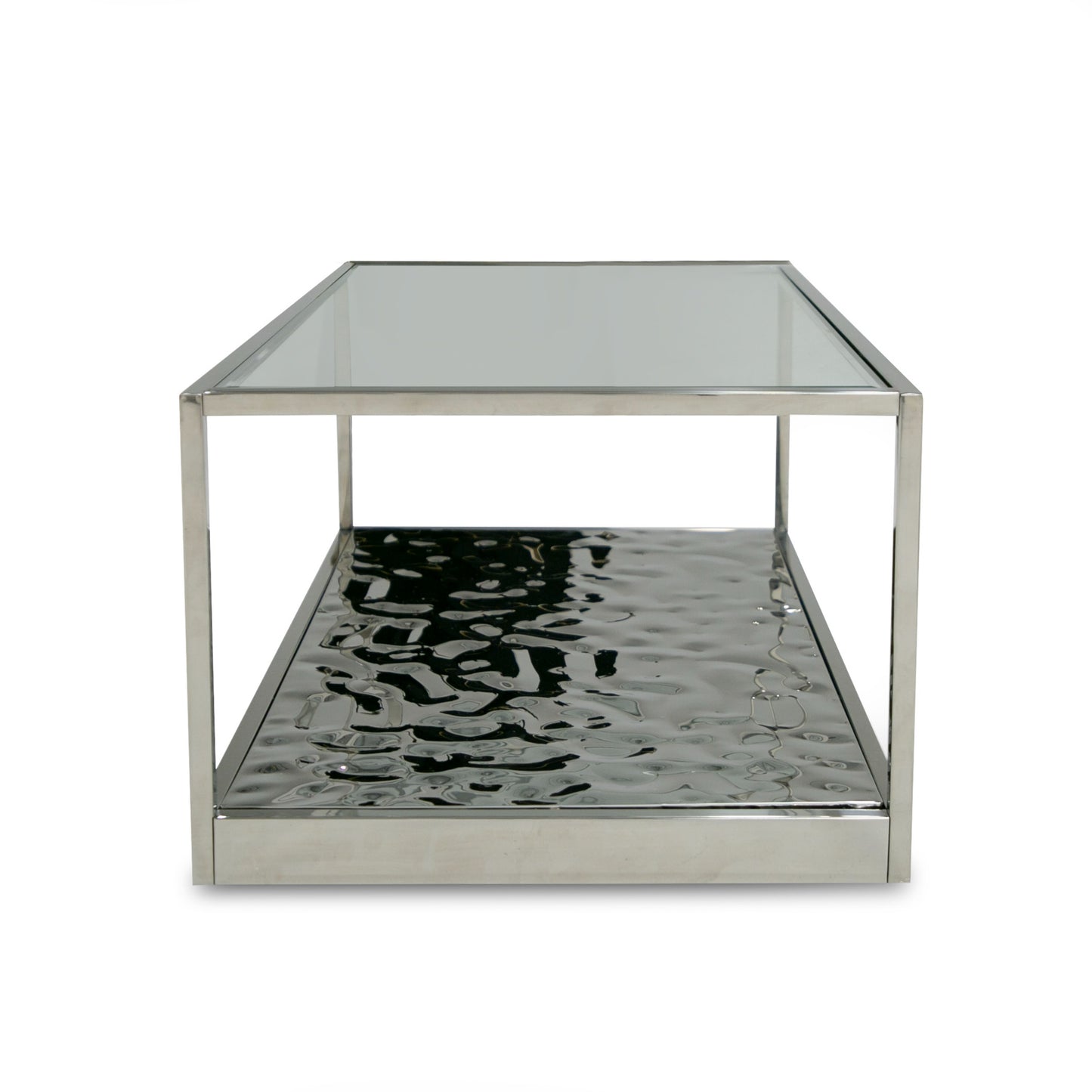 Modrest Braxton Contemporary Clear Wave Glass Coffee Table