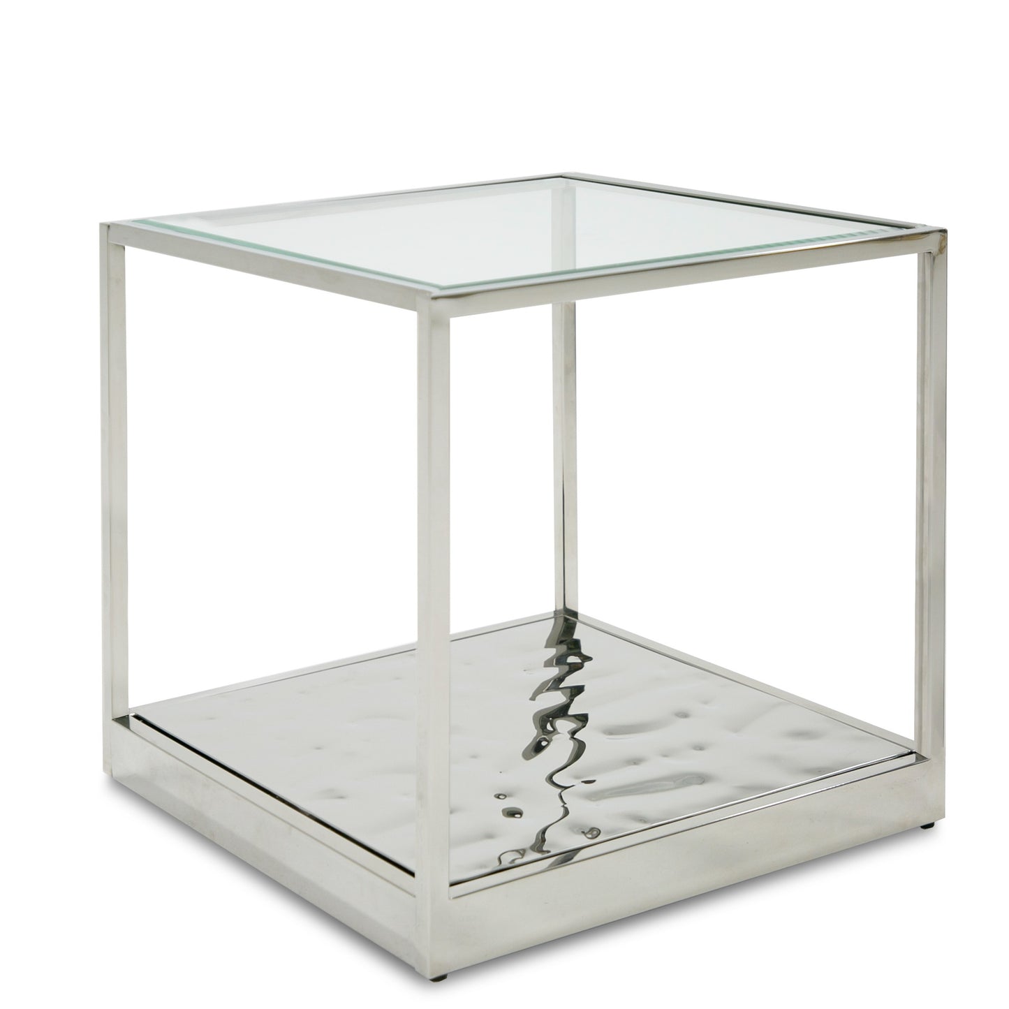 Modrest Braxton Contemporary Clear Wave Glass End Table
