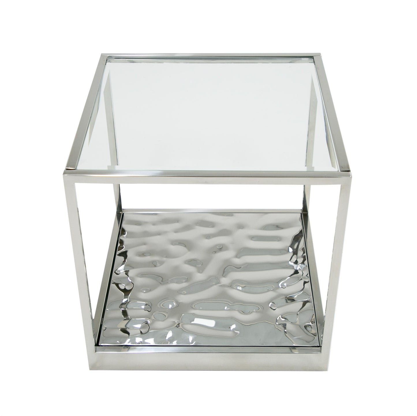 Modrest Braxton Contemporary Clear Wave Glass End Table