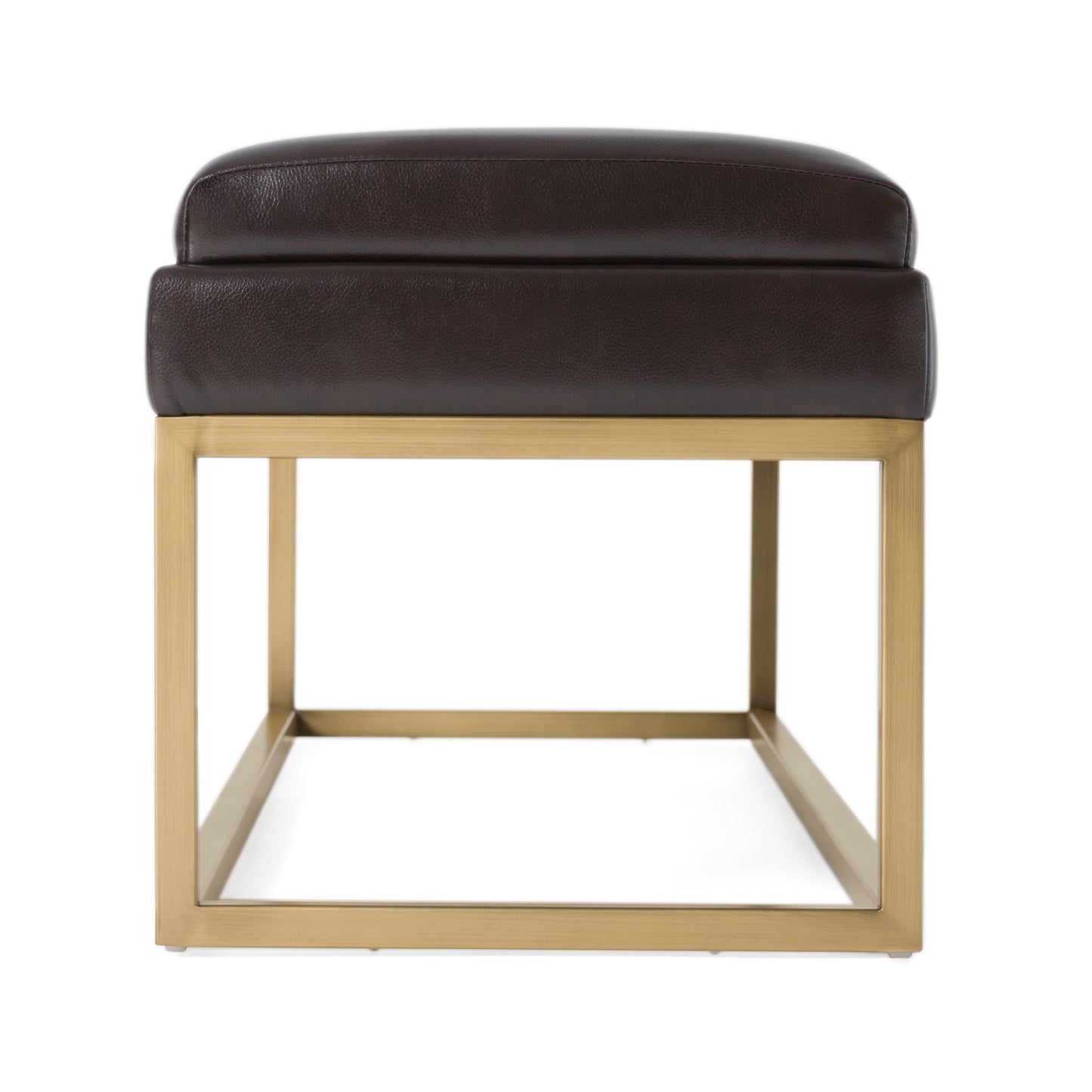 Modrest Bridger Modern Black Vegan Leather Brass Dining Bench