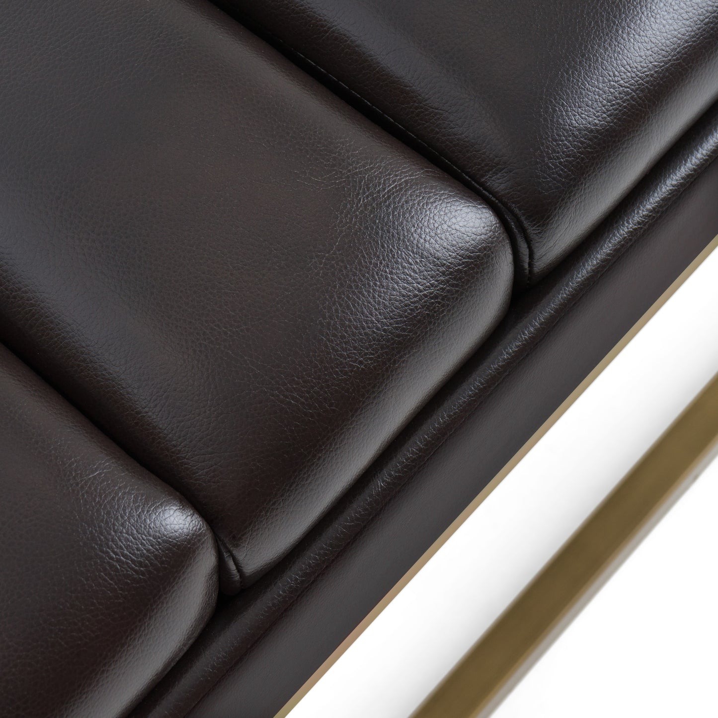 Modrest Bridger Modern Black Vegan Leather Brass Dining Bench