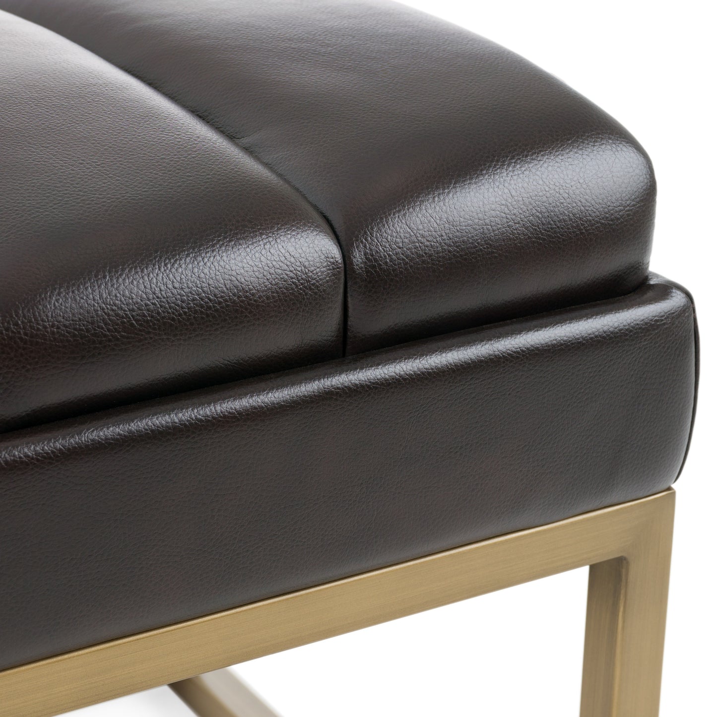 Modrest Bridger Modern Black Vegan Leather Brass Dining Bench