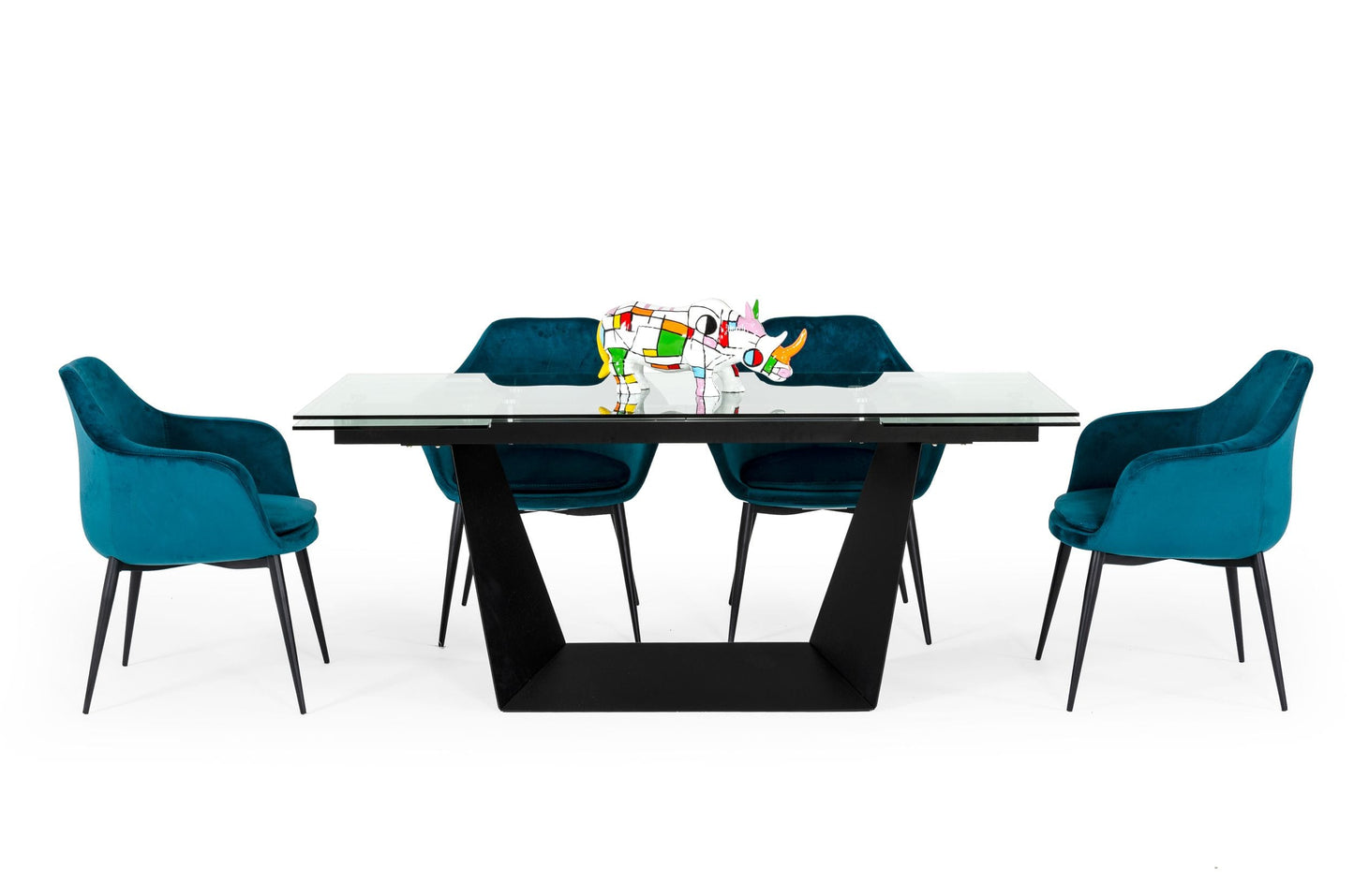 Modrest Bronwin Modern Black Glass Extendable Dining Table