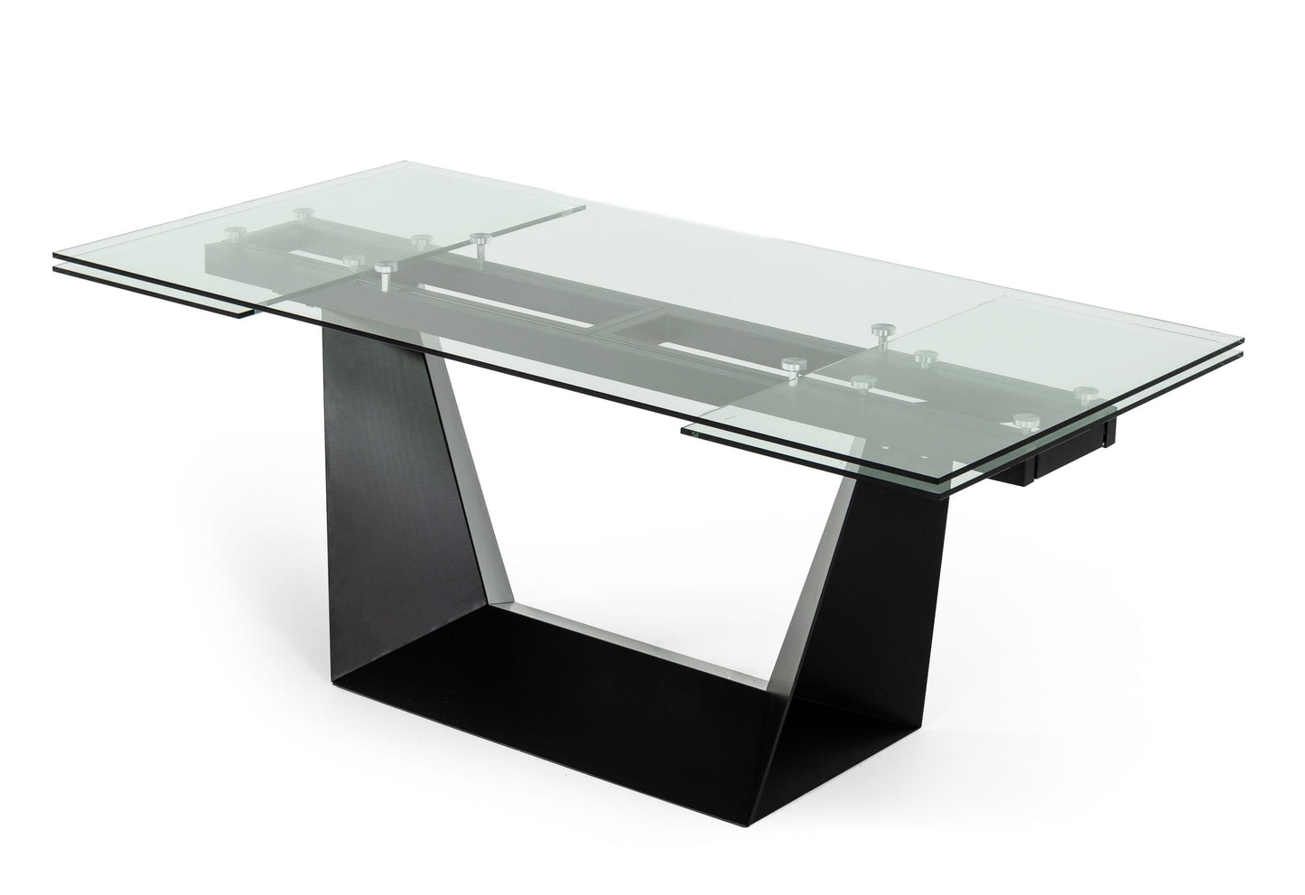 Modrest Bronwin Modern Black Glass Extendable Dining Table