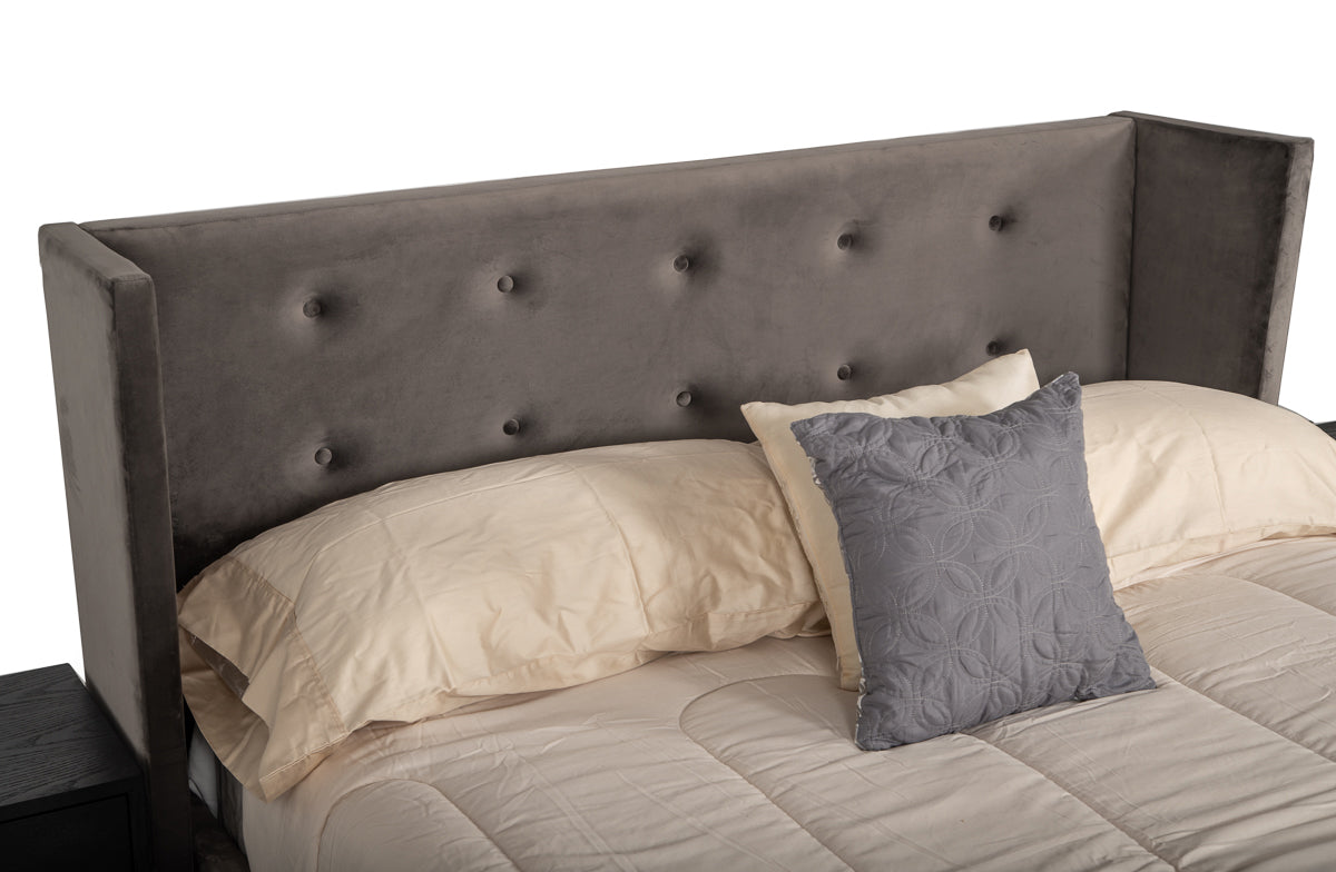 Nova Domus Bryan Modern Grey Velvet and Gold Bed
