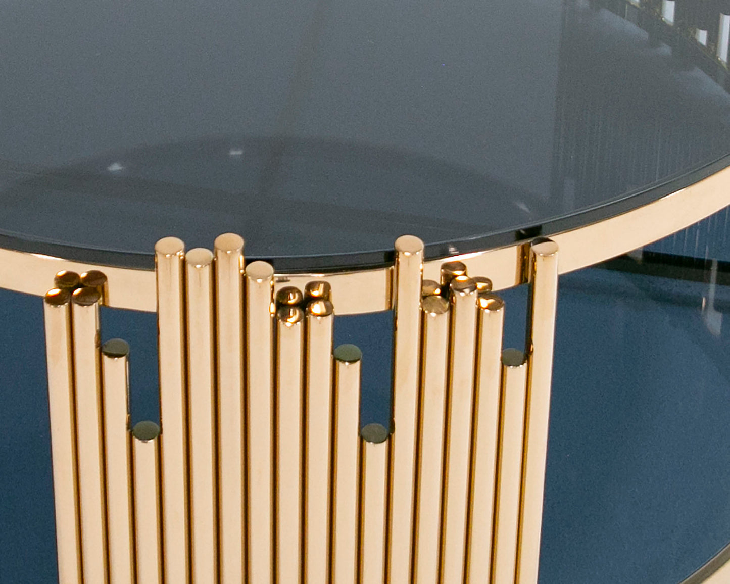 Modrest Bryce Modern Smoked Glass and Rosegold Round Coffee Table