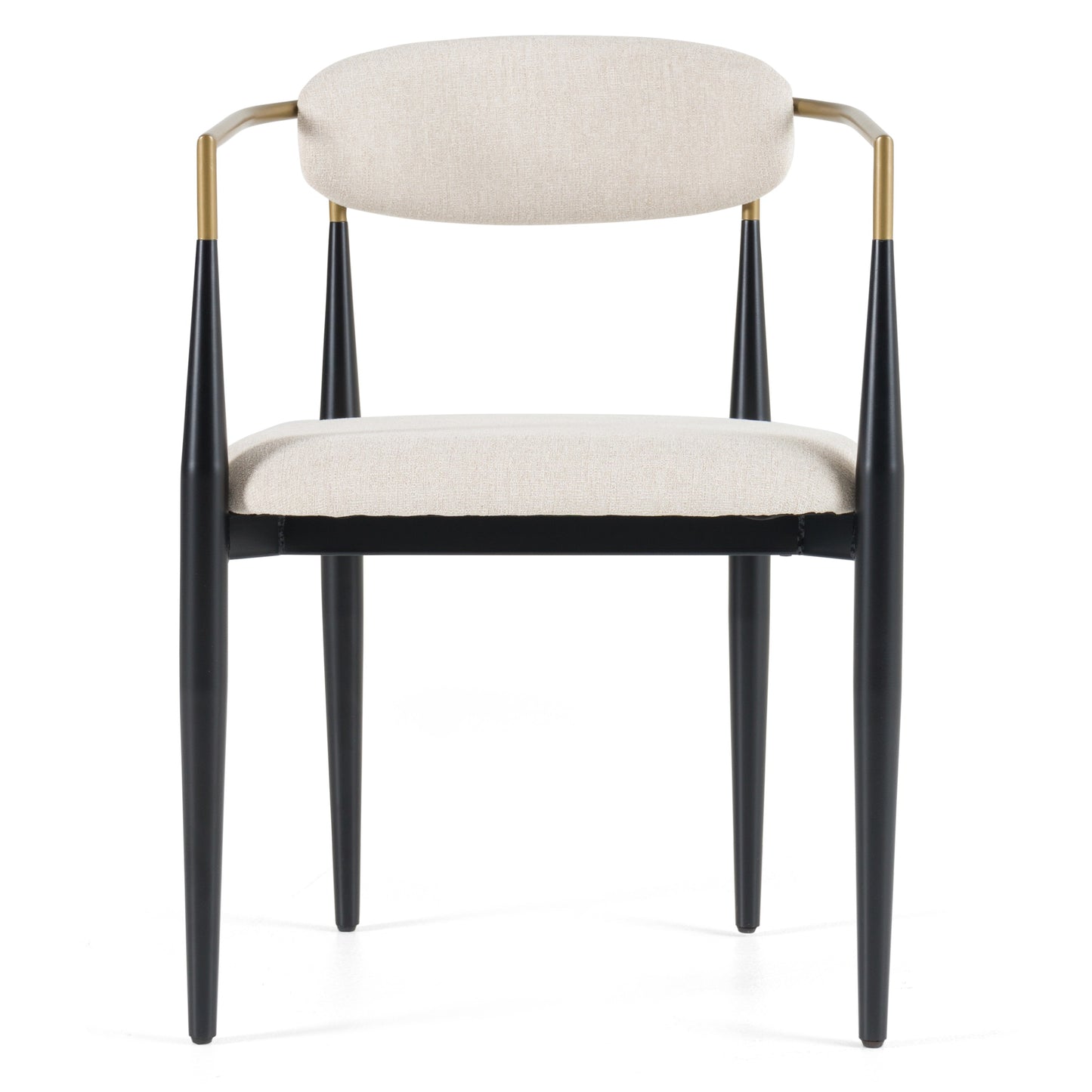 Modrest Buchtel Mid-Century Modern Light Grey Gold Arm Black Dining Chair