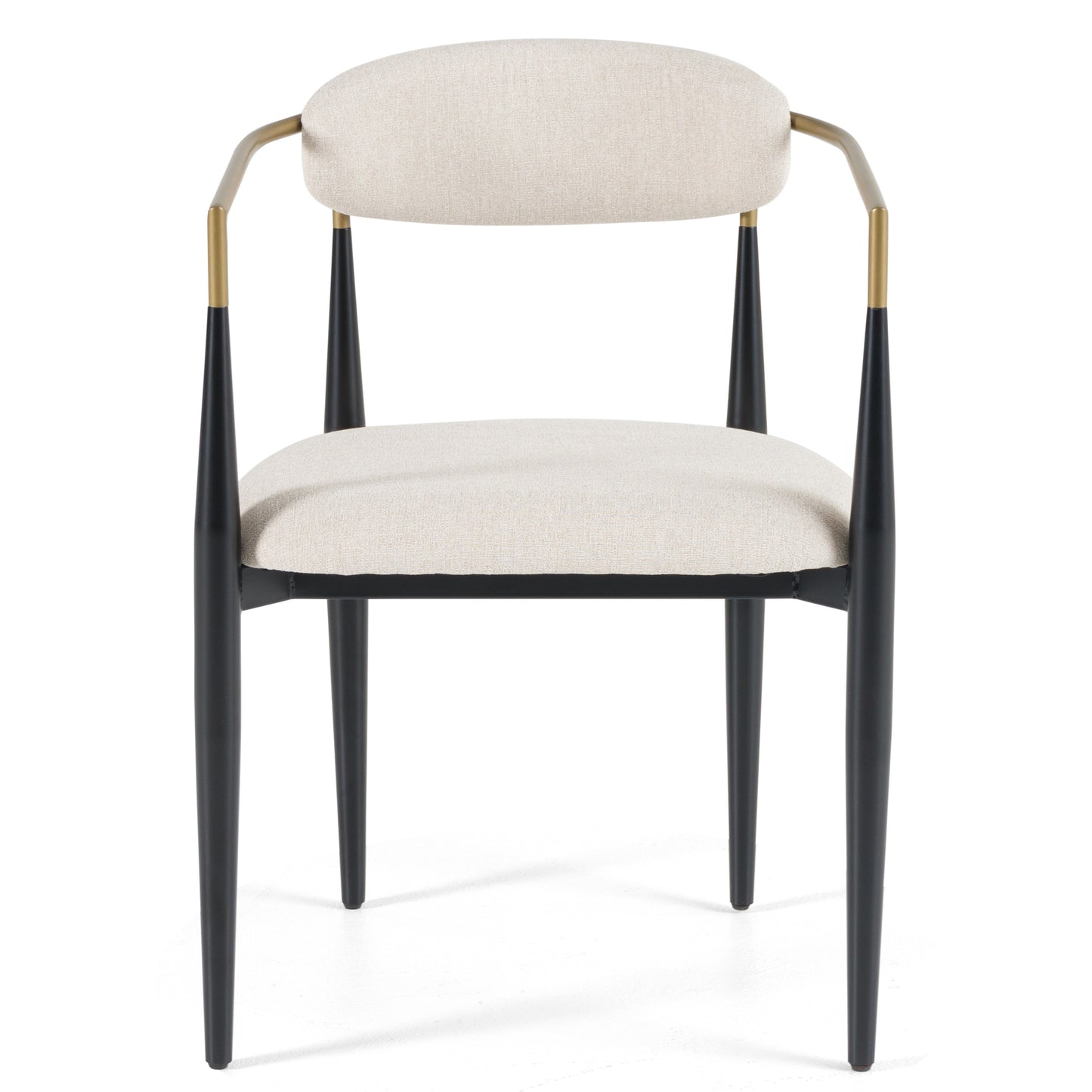 Modrest Buchtel Mid-Century Modern Light Grey Gold Arm Black Dining Chair