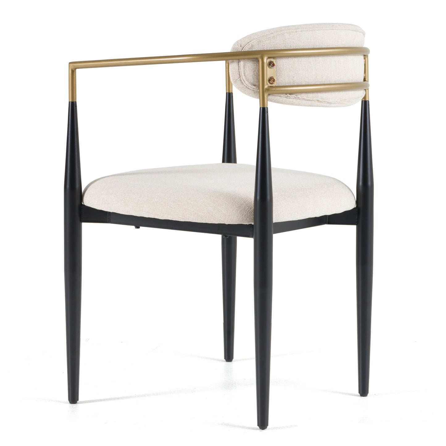 Modrest Buchtel Mid-Century Modern Light Grey Gold Arm Black Dining Chair