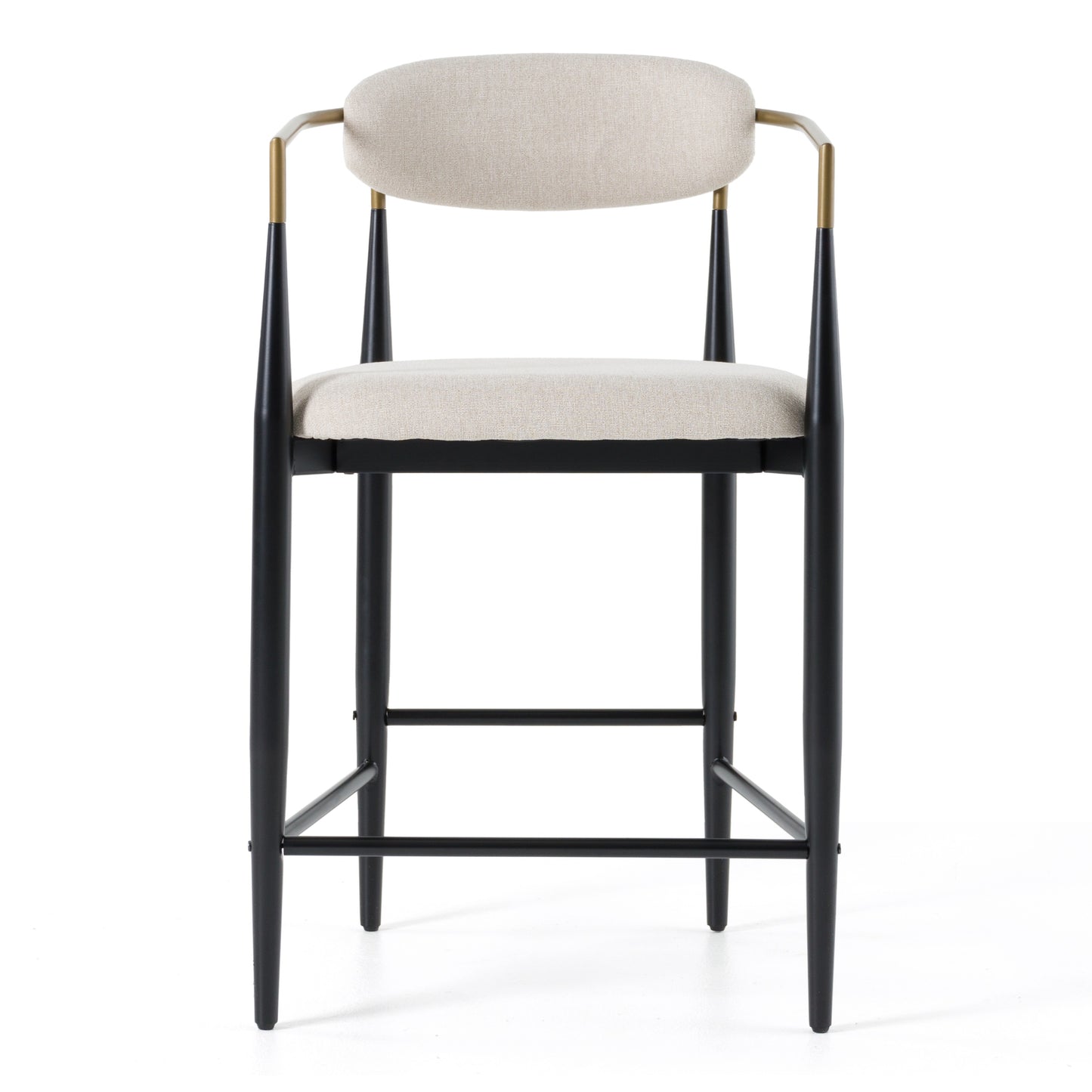 Modrest Buchtel Mid-Century Modern Light Grey Gold Arm Black Counter Chair