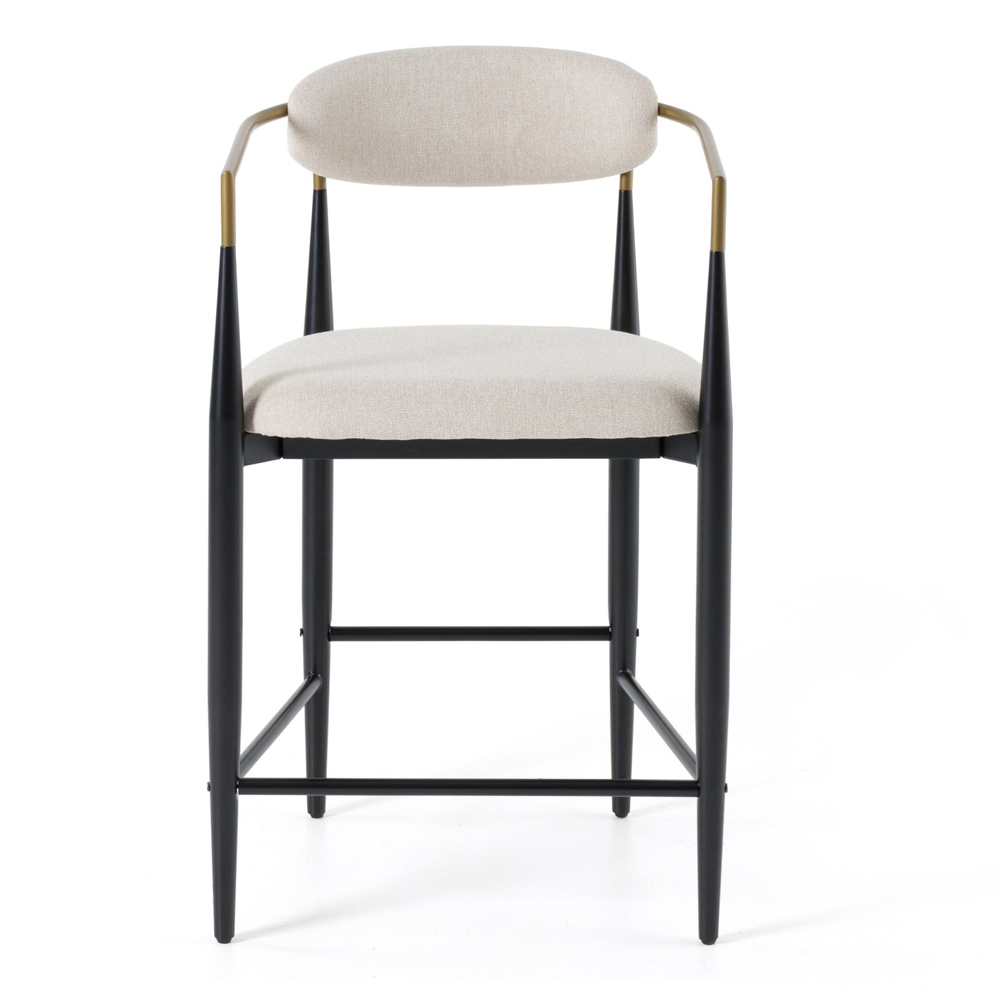 Modrest Buchtel Mid-Century Modern Light Grey Gold Arm Black Counter Chair