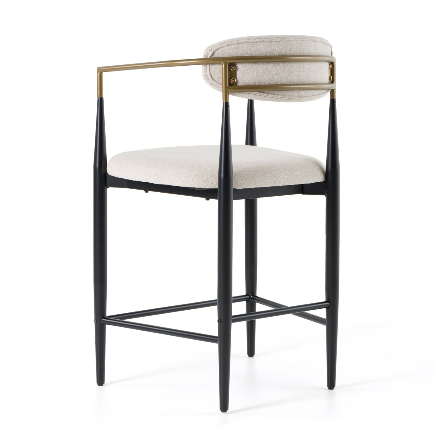 Modrest Buchtel Mid-Century Modern Light Grey Gold Arm Black Counter Chair
