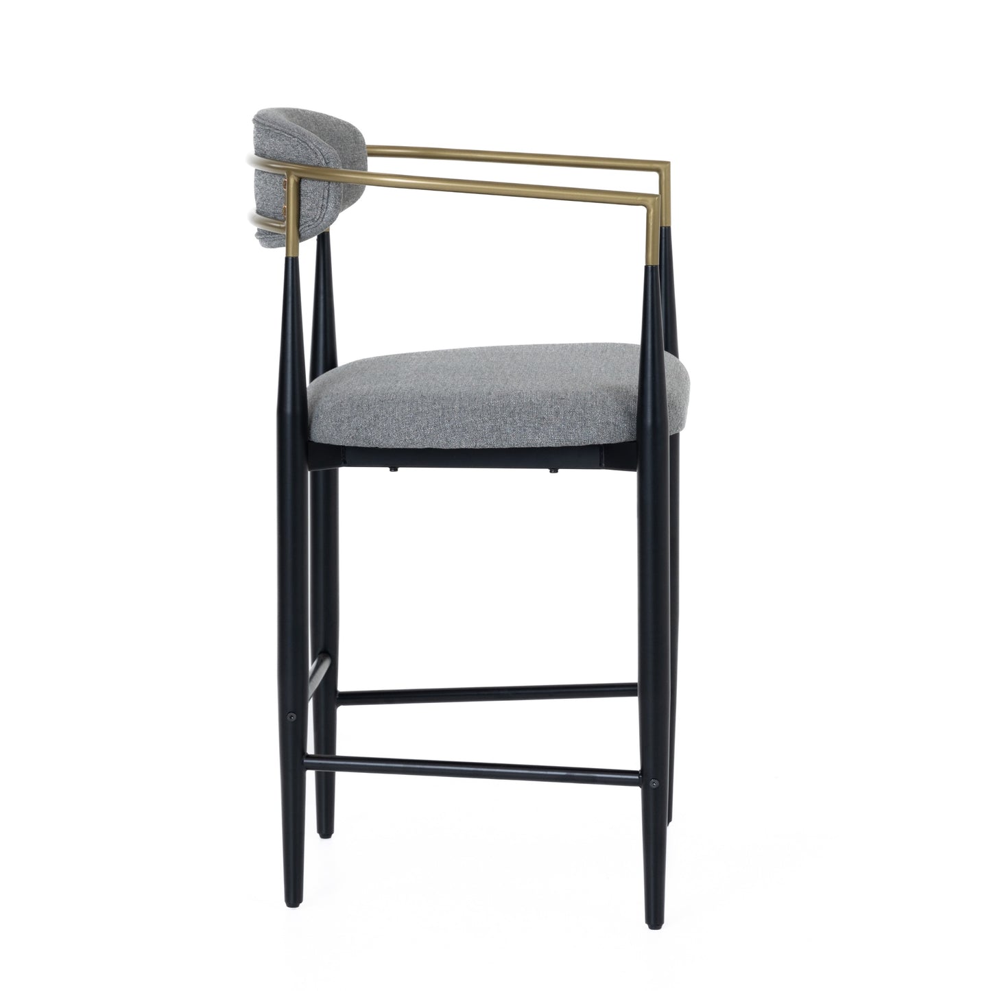 Modrest Buchtel Mid-Century Modern Medium Grey Gold Arm Black Counter Chair