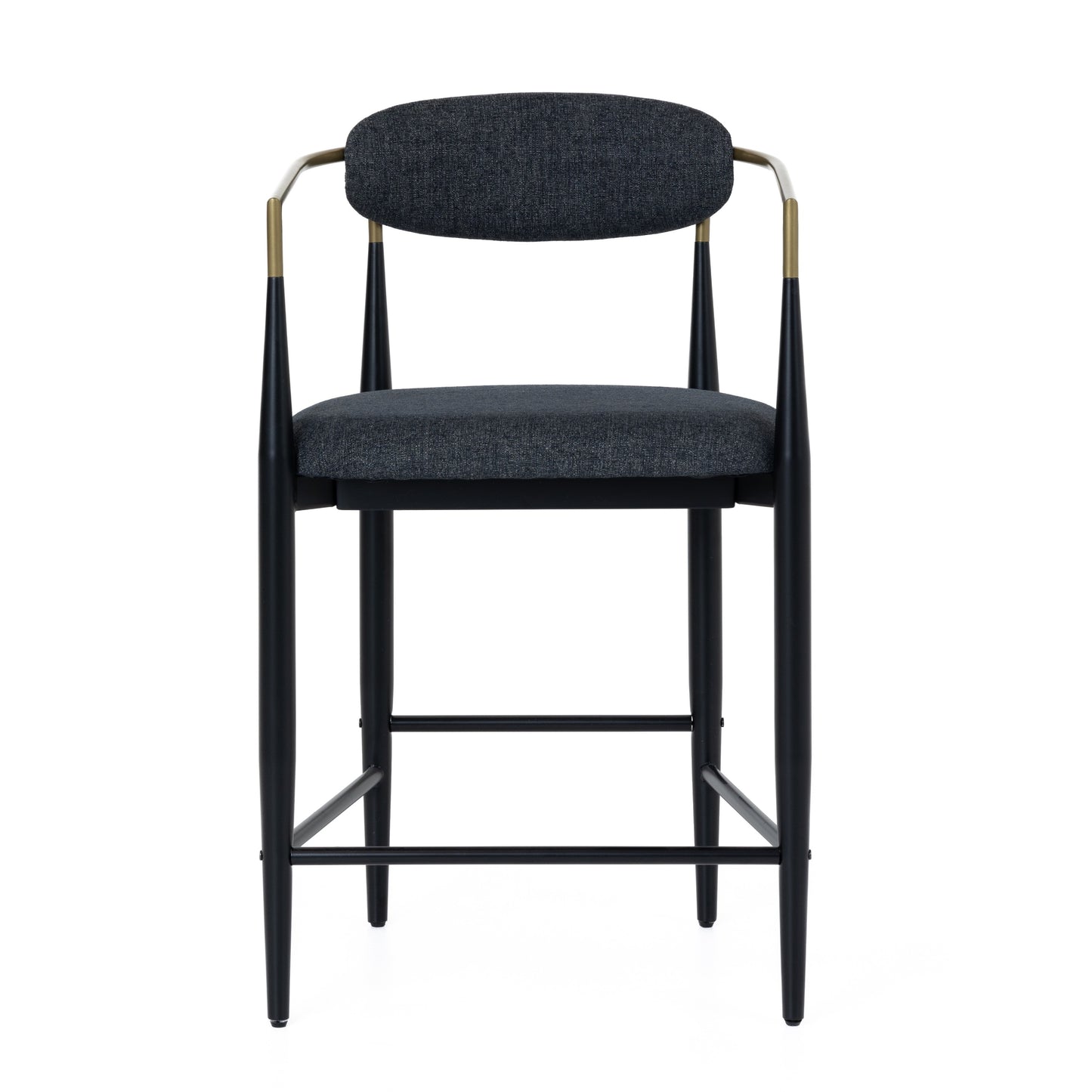 Modrest Buchtel Mid-Century Modern Dark Grey Gold Arm Black Counter Chair