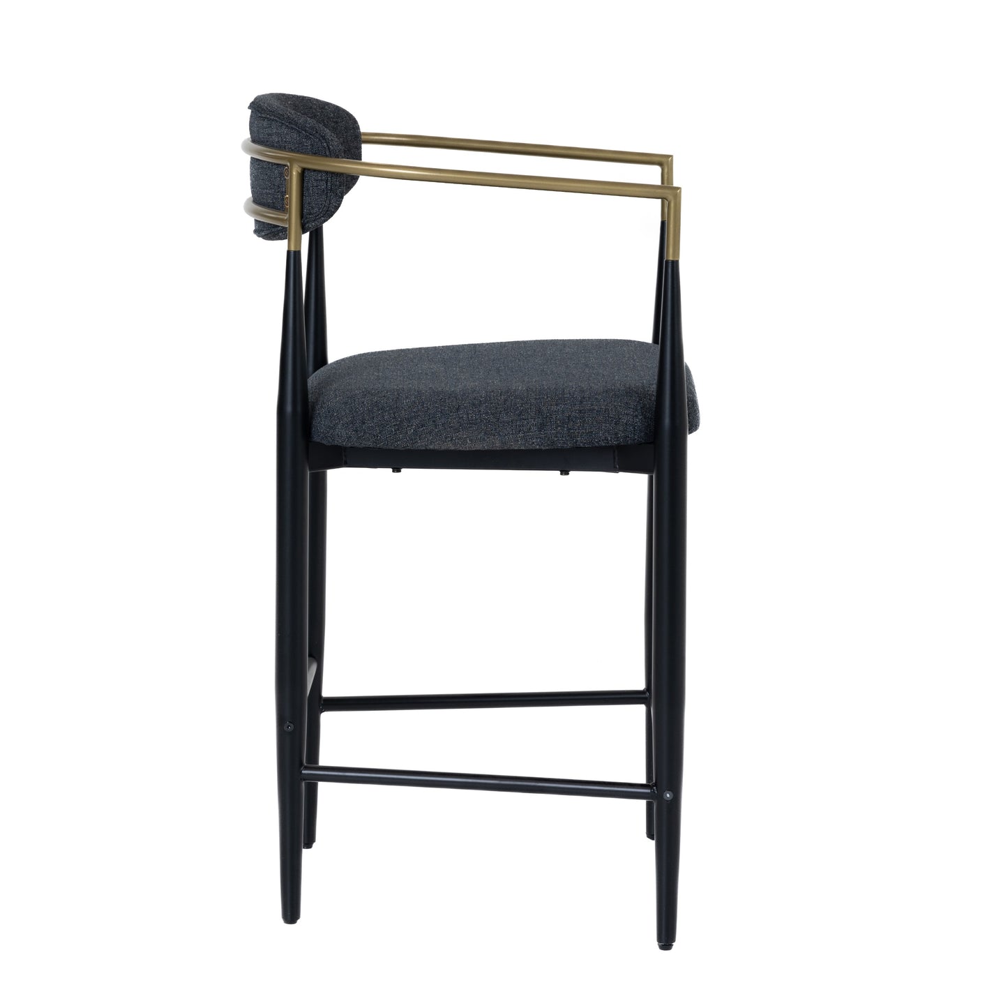 Modrest Buchtel Mid-Century Modern Dark Grey Gold Arm Black Counter Chair