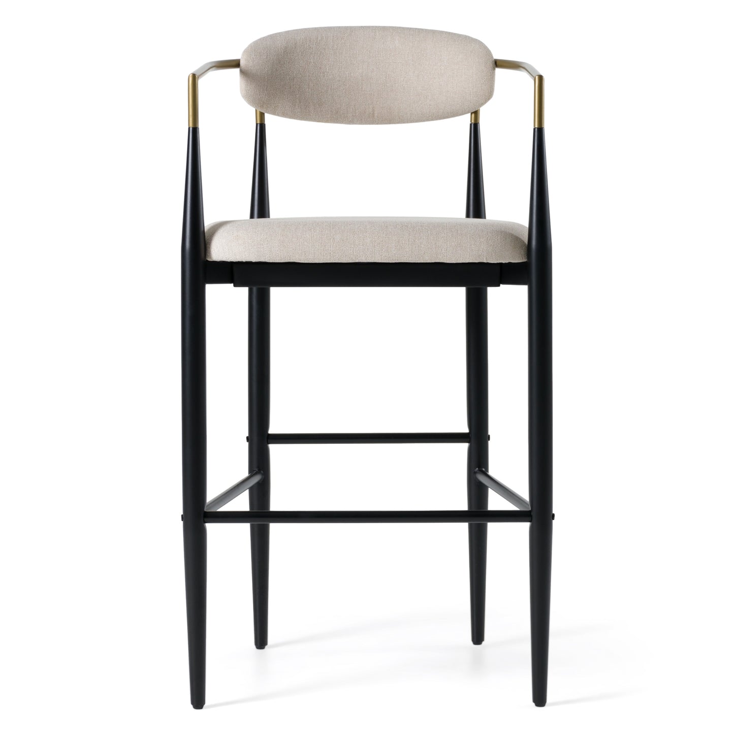 Modrest Buchtel Mid-Century Modern Beige Gold Arm Black Bar Chair