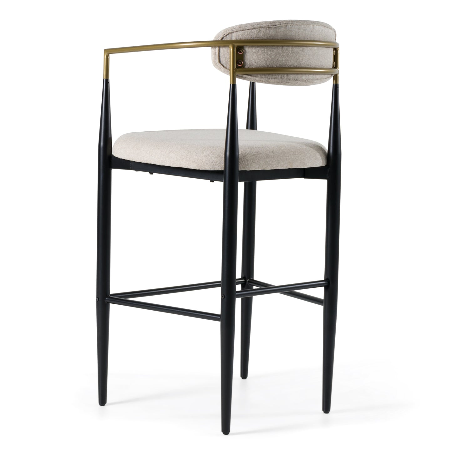 Modrest Buchtel Mid-Century Modern Beige Gold Arm Black Bar Chair
