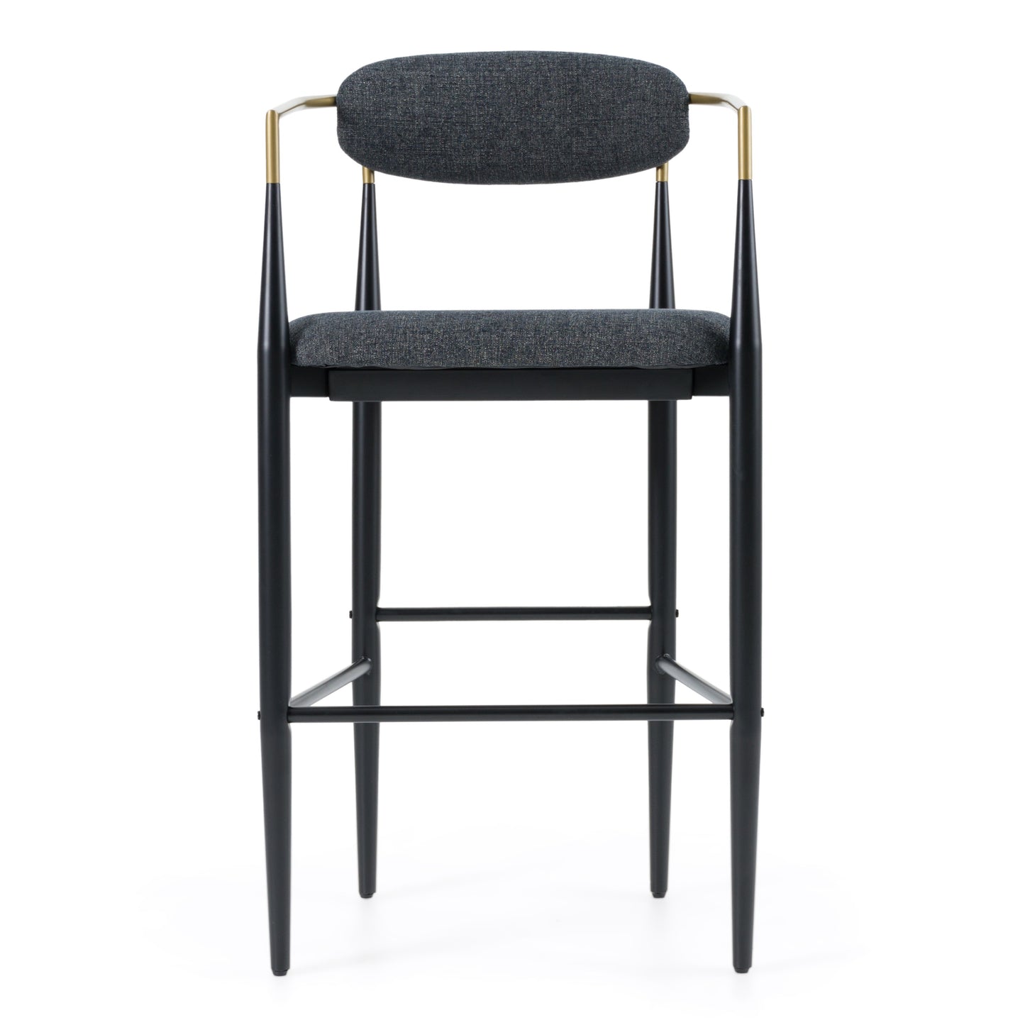 Modrest Buchtel Mid-Century Modern Dark Grey Gold Arm Black Bar Chair