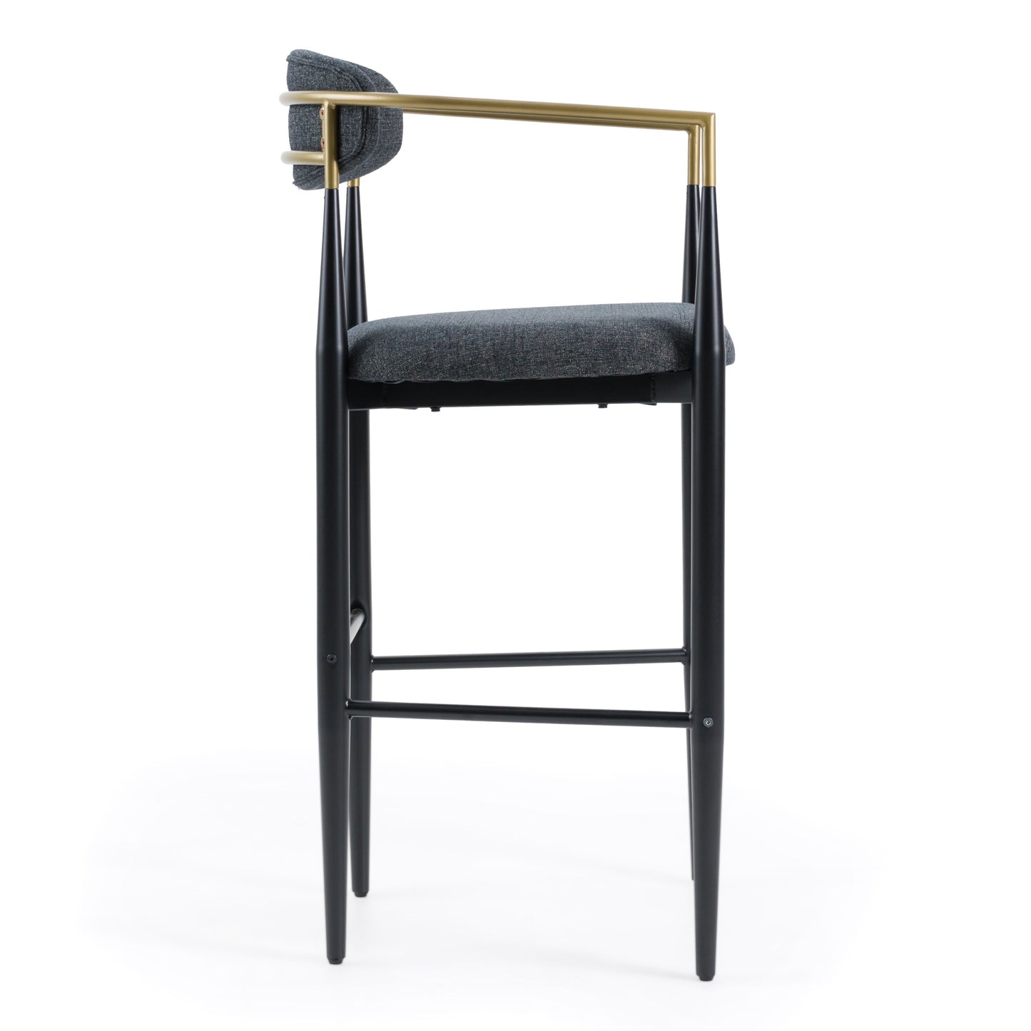 Modrest Buchtel Mid-Century Modern Dark Grey Gold Arm Black Bar Chair