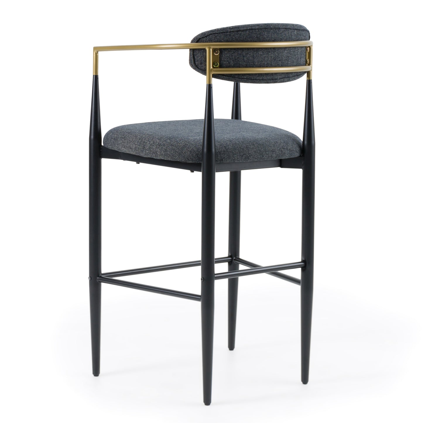 Modrest Buchtel Mid-Century Modern Dark Grey Gold Arm Black Bar Chair