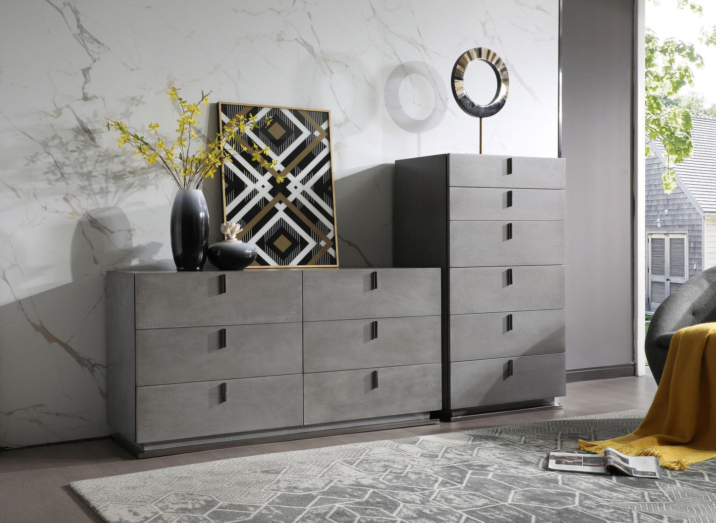 Modrest Buckley Modern Grey Crackle Chest