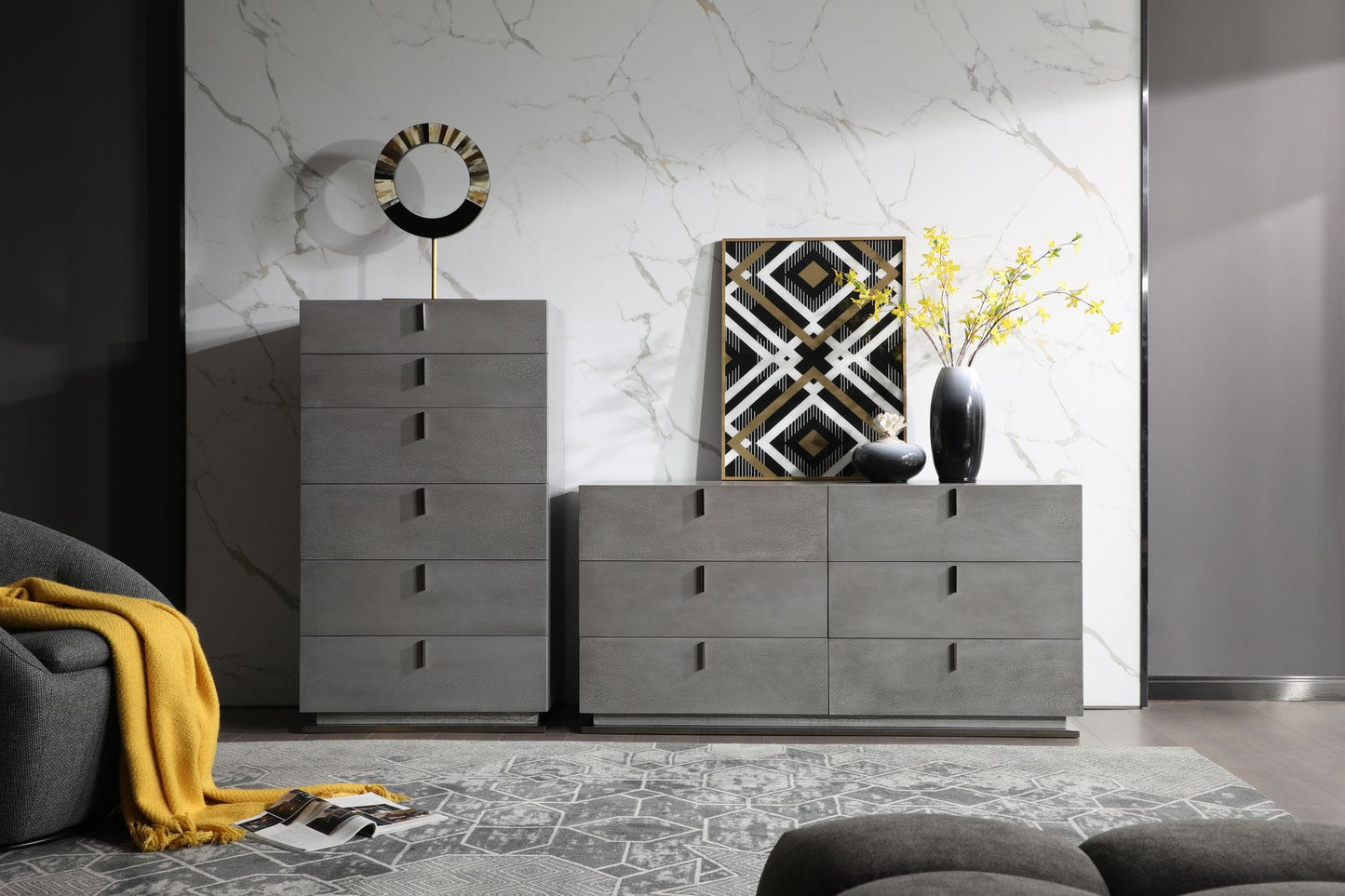 Modrest Buckley Modern Grey Crackle Chest