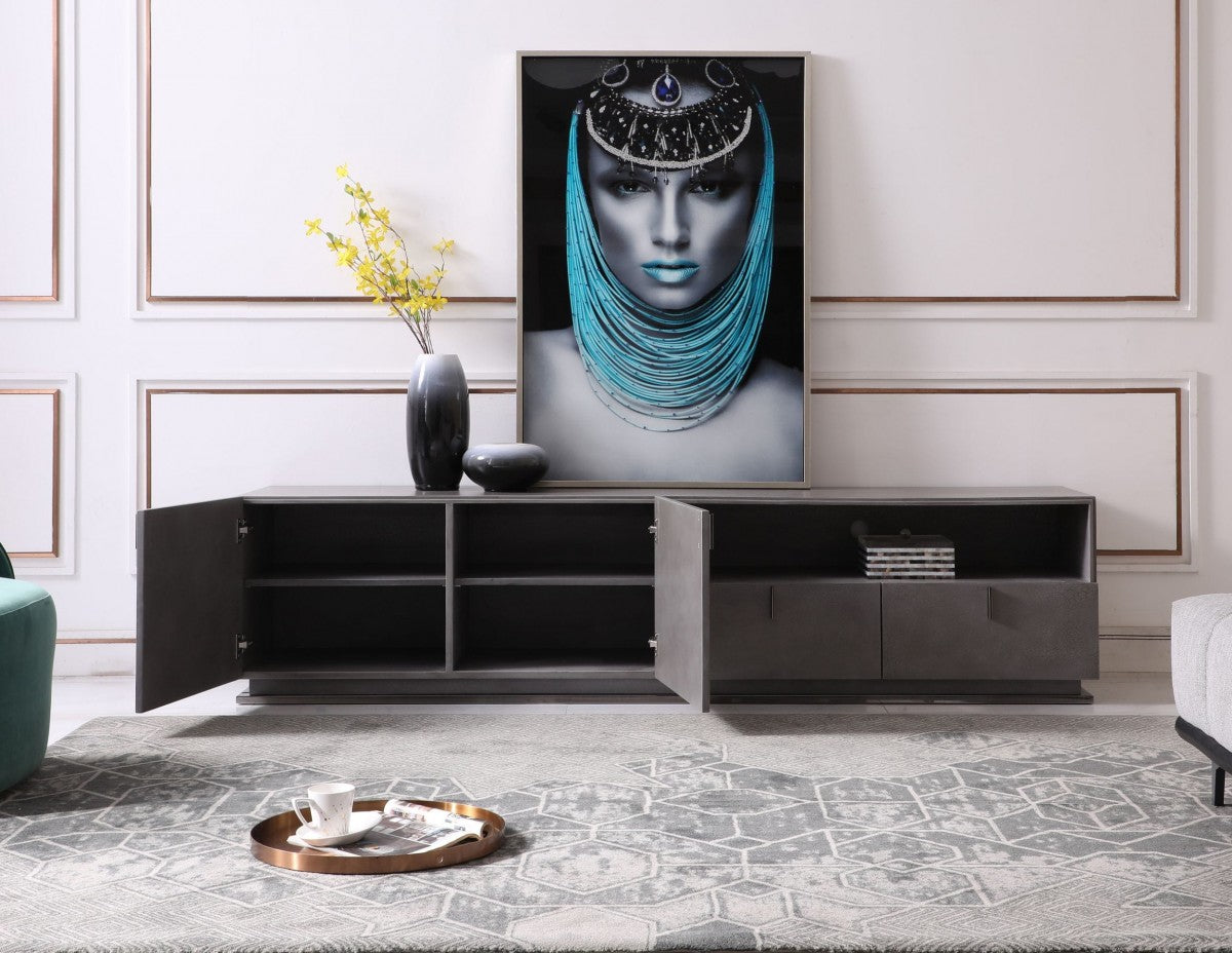 Modrest Buckley Modern Grey Crackle TV Stand