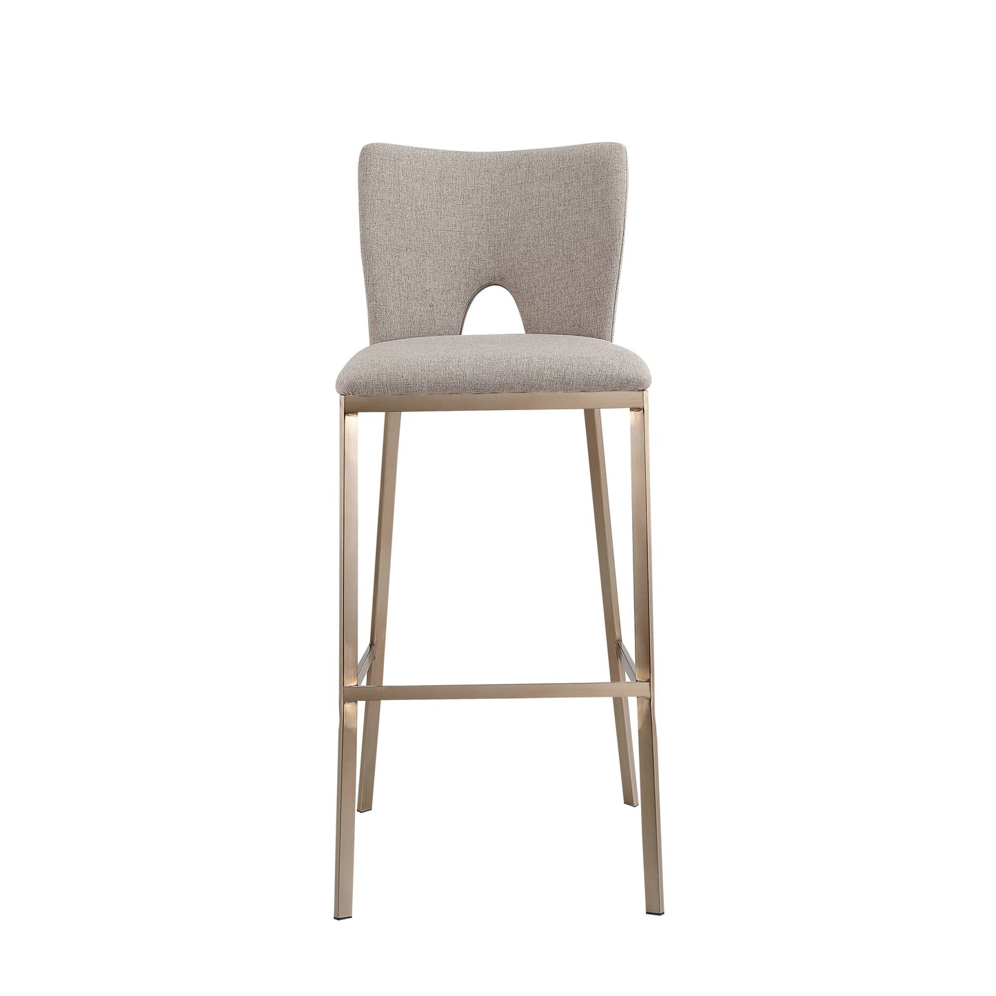 Modrest Burton Glam Greige Fabric Brass Bar Stool