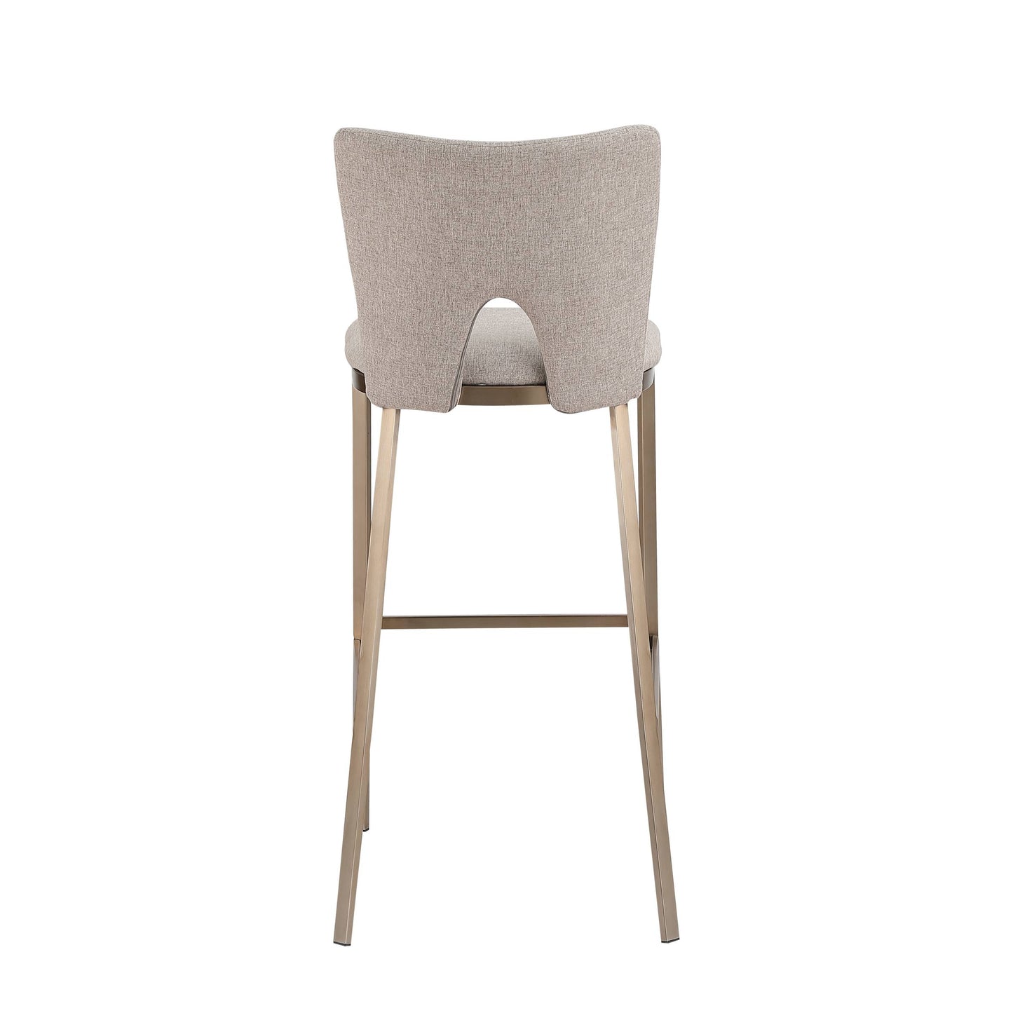 Modrest Burton Glam Greige Fabric Brass Bar Stool