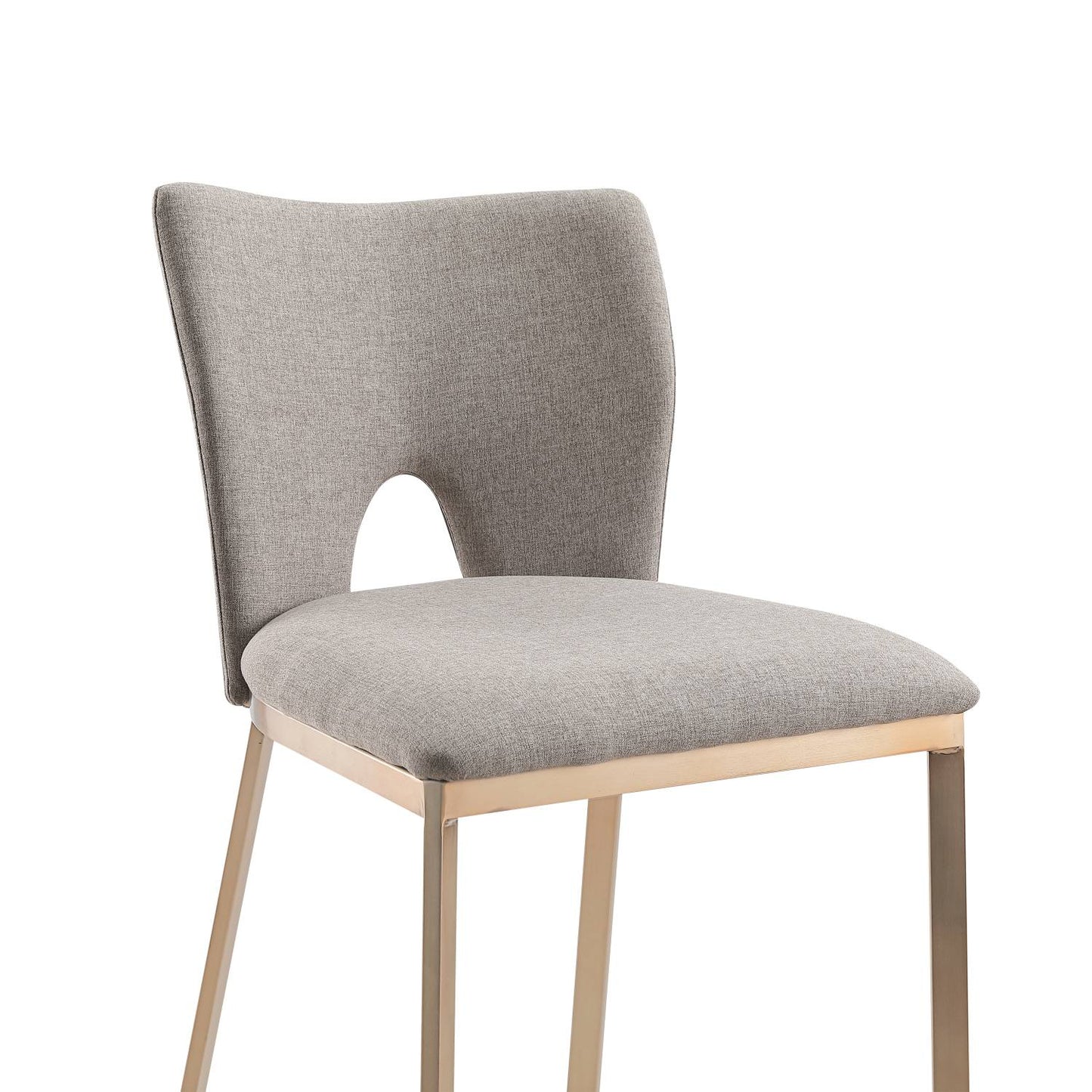 Modrest Burton Glam Greige Fabric Brass Bar Stool