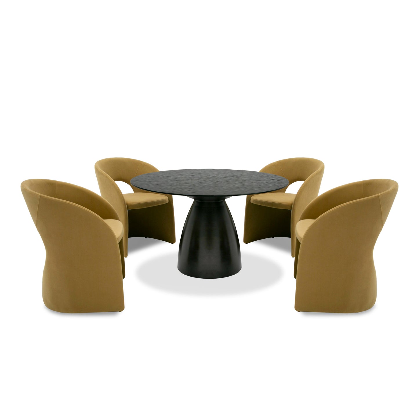 Modrest Calexico Contemporary Black Wave Glass Round Dining Table