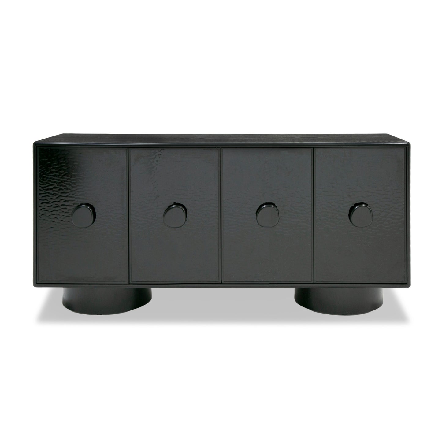 Modrest Calexico Contemporary Black Wave Glass Black Buffet