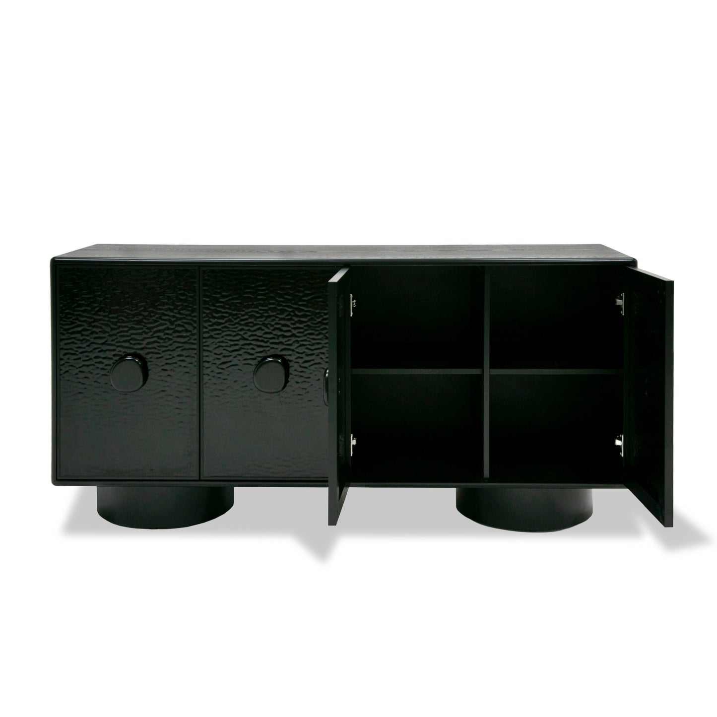 Modrest Calexico Contemporary Black Wave Glass Black Buffet