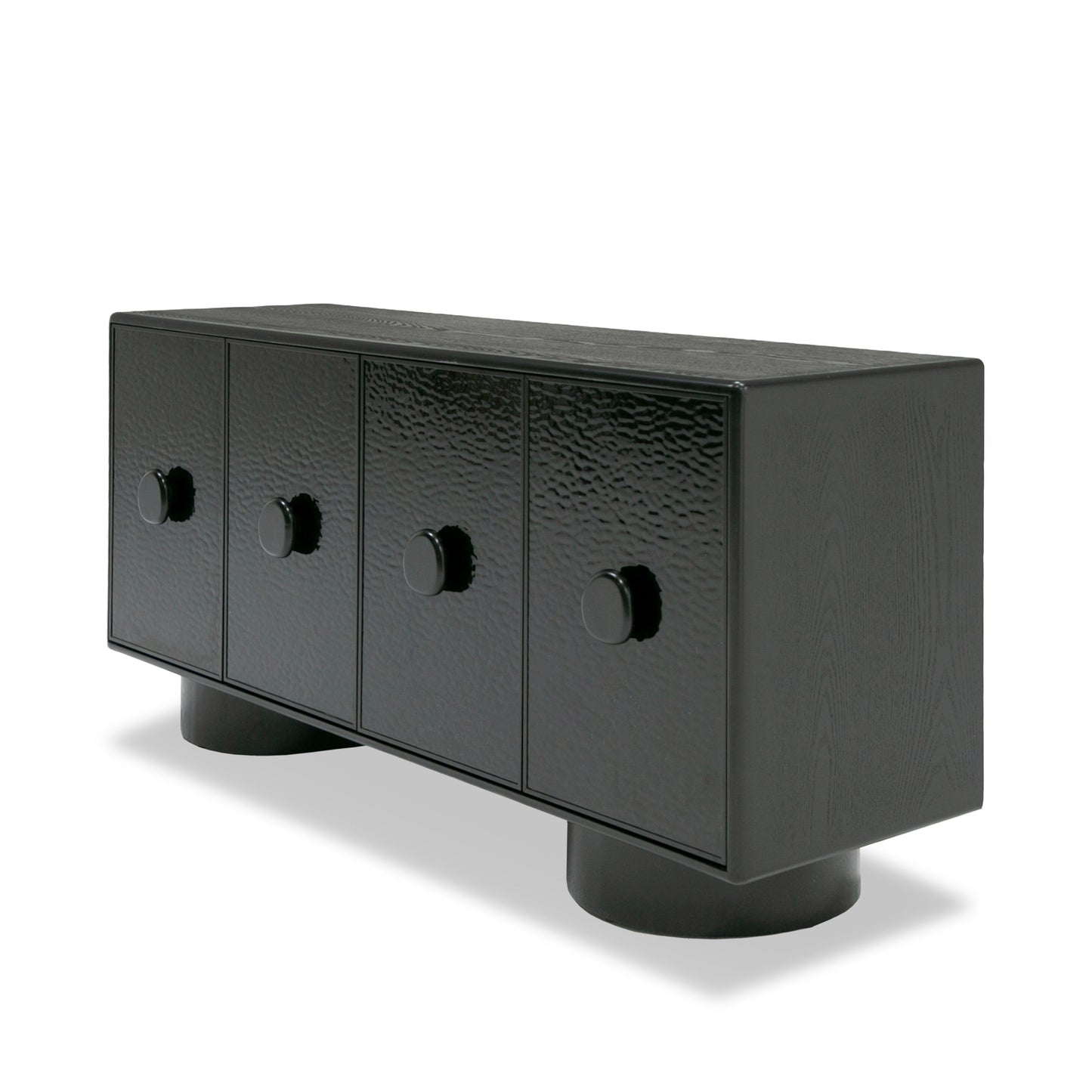 Modrest Calexico Contemporary Black Wave Glass Black Buffet