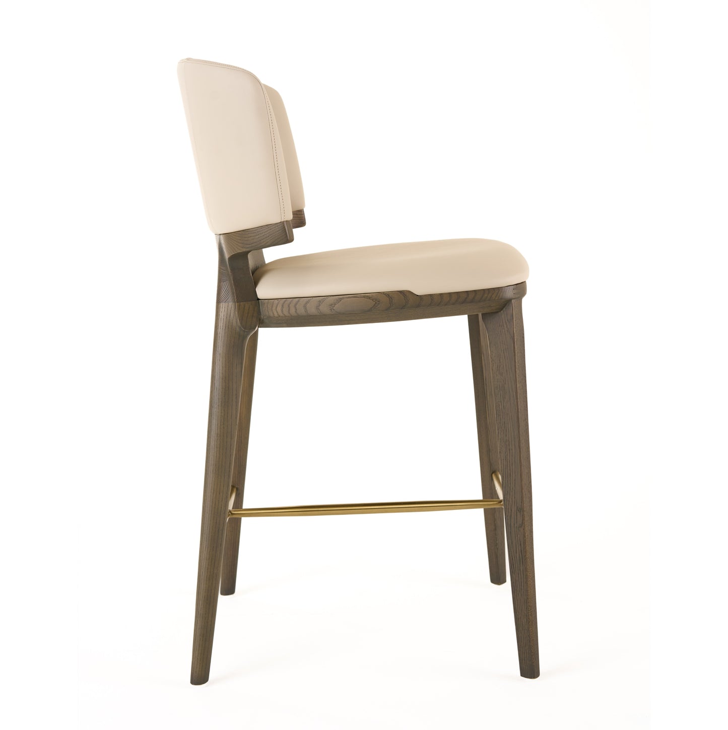 Modrest Calvary Mid-Century Modern Beige Vegan Leather Grey Ash Counter Chair