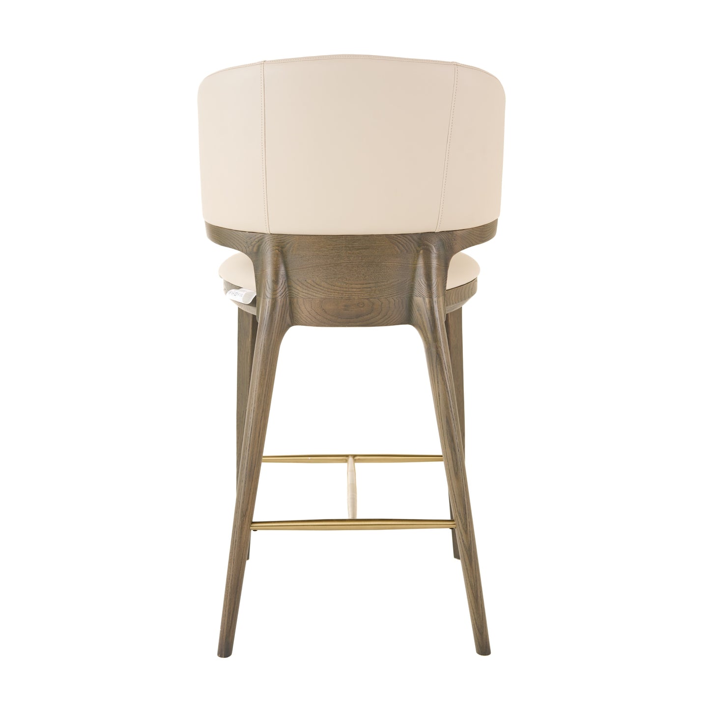 Modrest Calvary Mid-Century Modern Beige Vegan Leather Grey Ash Counter Chair