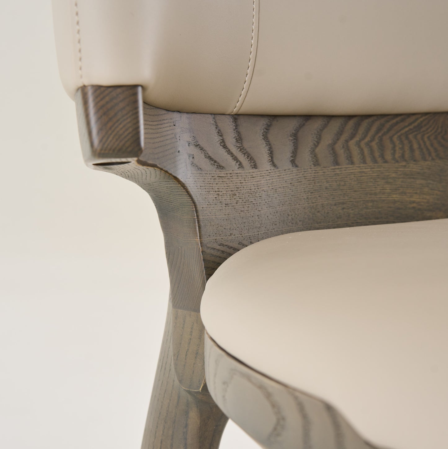 Modrest Calvary Mid-Century Modern Beige Vegan Leather Grey Ash Counter Chair