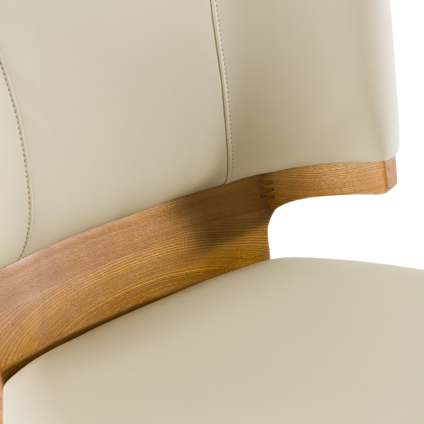 Modrest Calvary Mid-Century Modern Beige Vegan Leather Walnut Counter Chair
