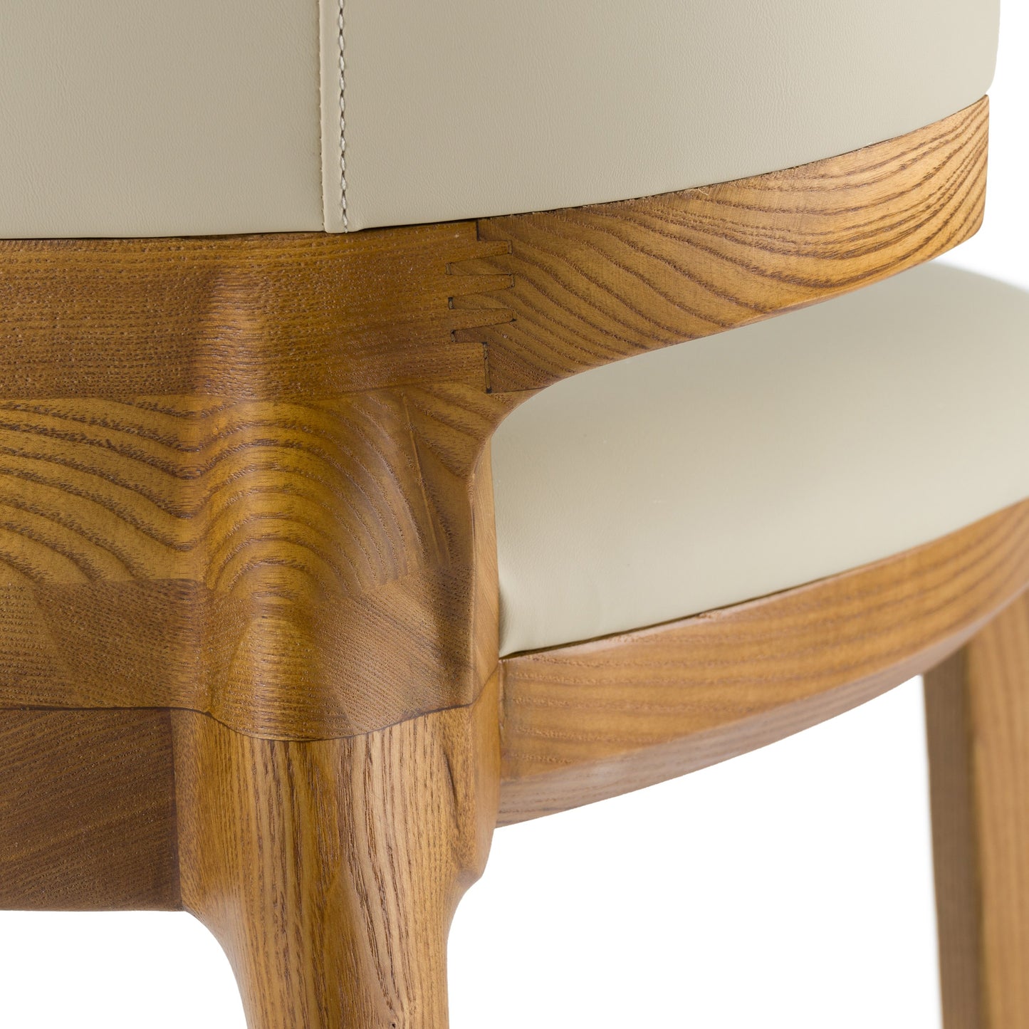 Modrest Calvary Mid-Century Modern Beige Vegan Leather Walnut Counter Chair