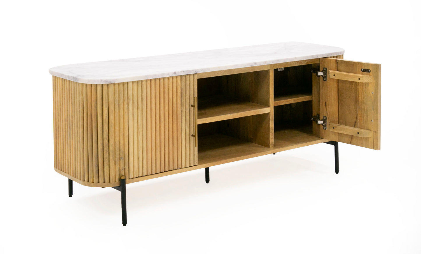 Modrest Cambridge White Marble and Mango TV Stand
