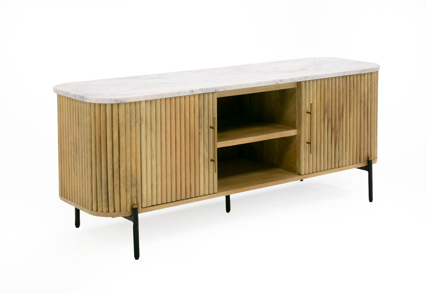 Modrest Cambridge White Marble and Mango TV Stand