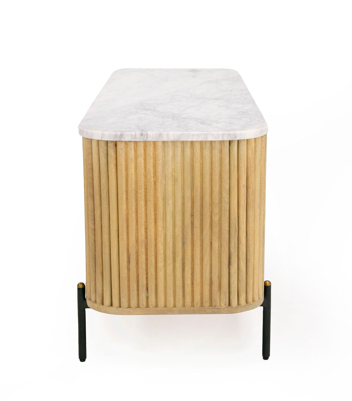 Modrest Cambridge White Marble and Mango TV Stand