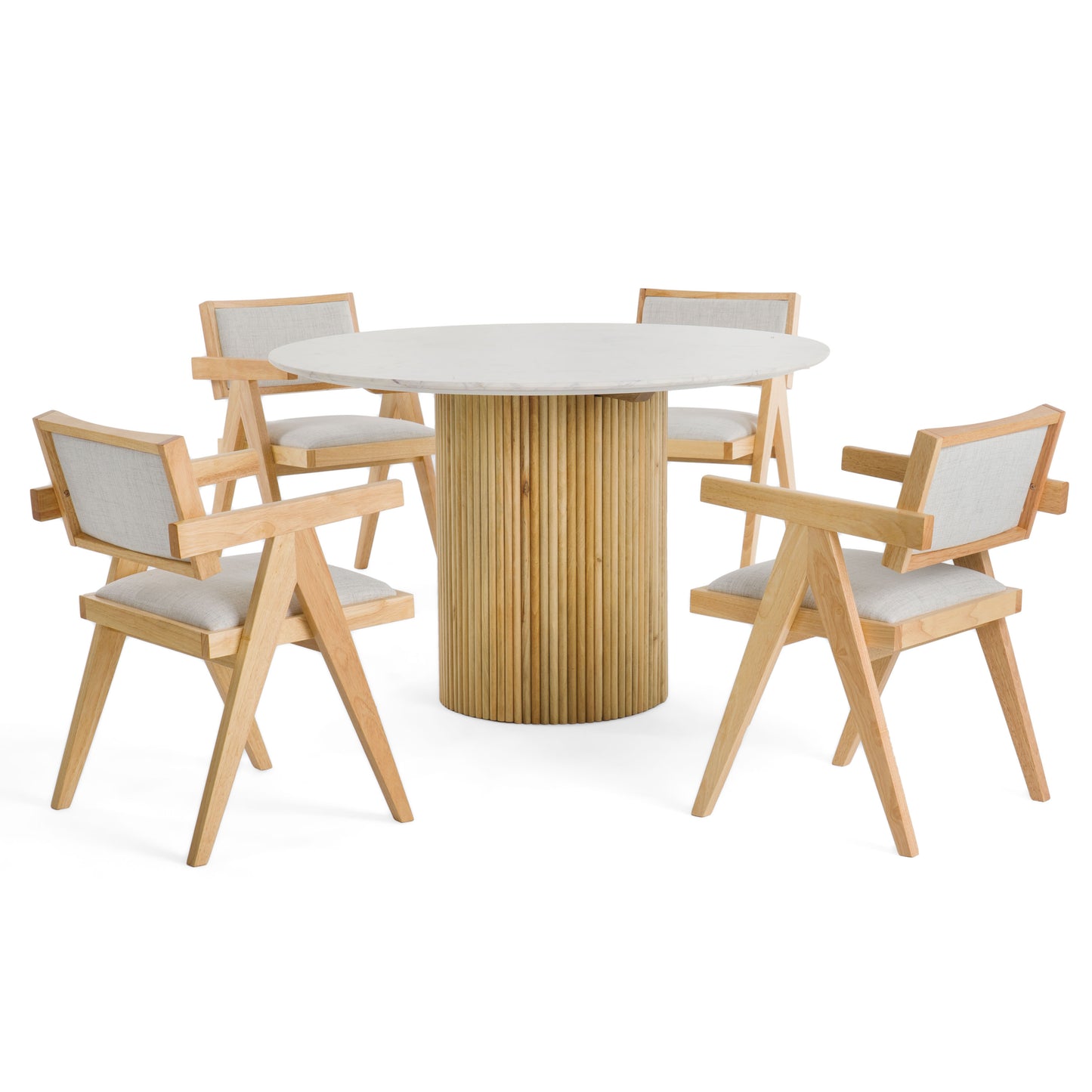 Modrest Cambridge White Marble and Mango Round Dining Table