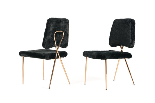 Candace Modern Black Faux Fur Dining Chair