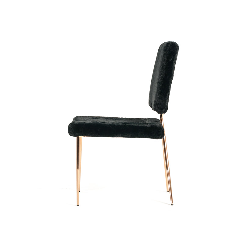Candace Modern Black Faux Fur Dining Chair