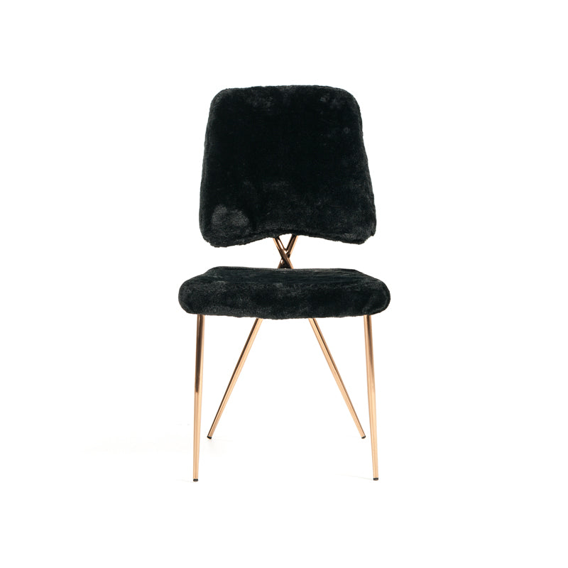 Candace Modern Black Faux Fur Dining Chair