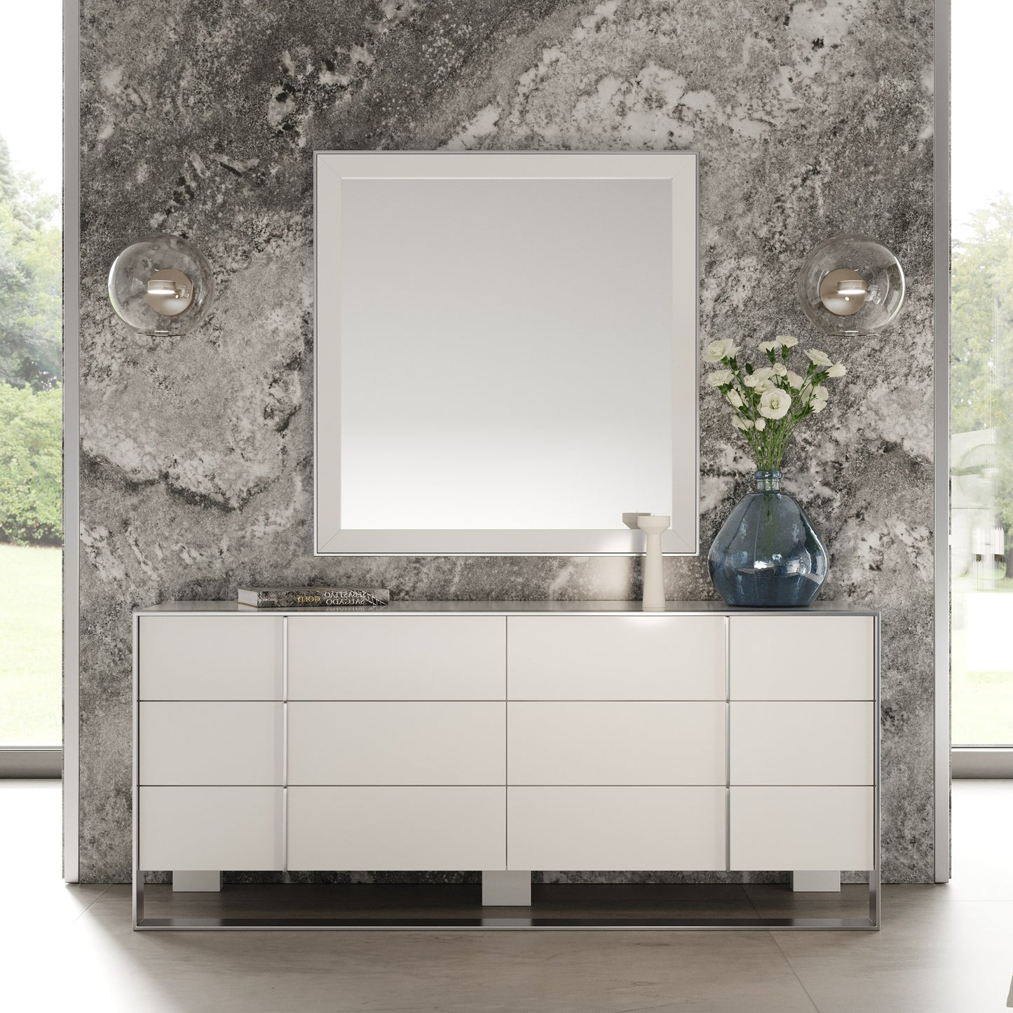 Modrest Cartier Modern White Stainless Steel Dresser