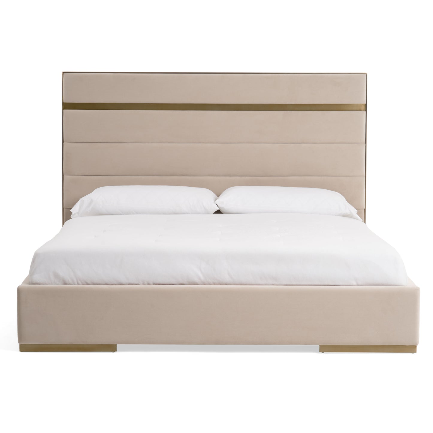 Modrest Cartier Modern Beige Velvet and Brushed Brass Bed