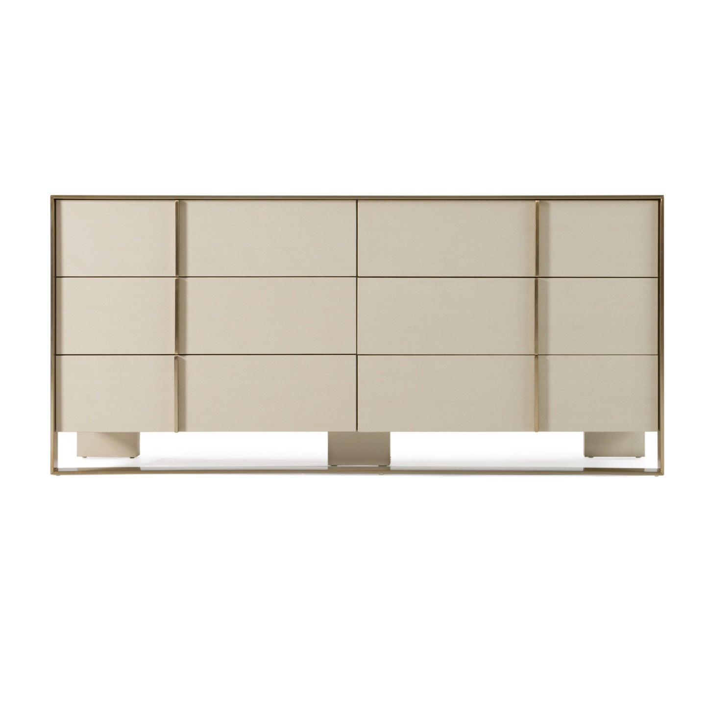 Nova Domus Cartier Modern Beige Shagreen and Brushed Brass Dresser